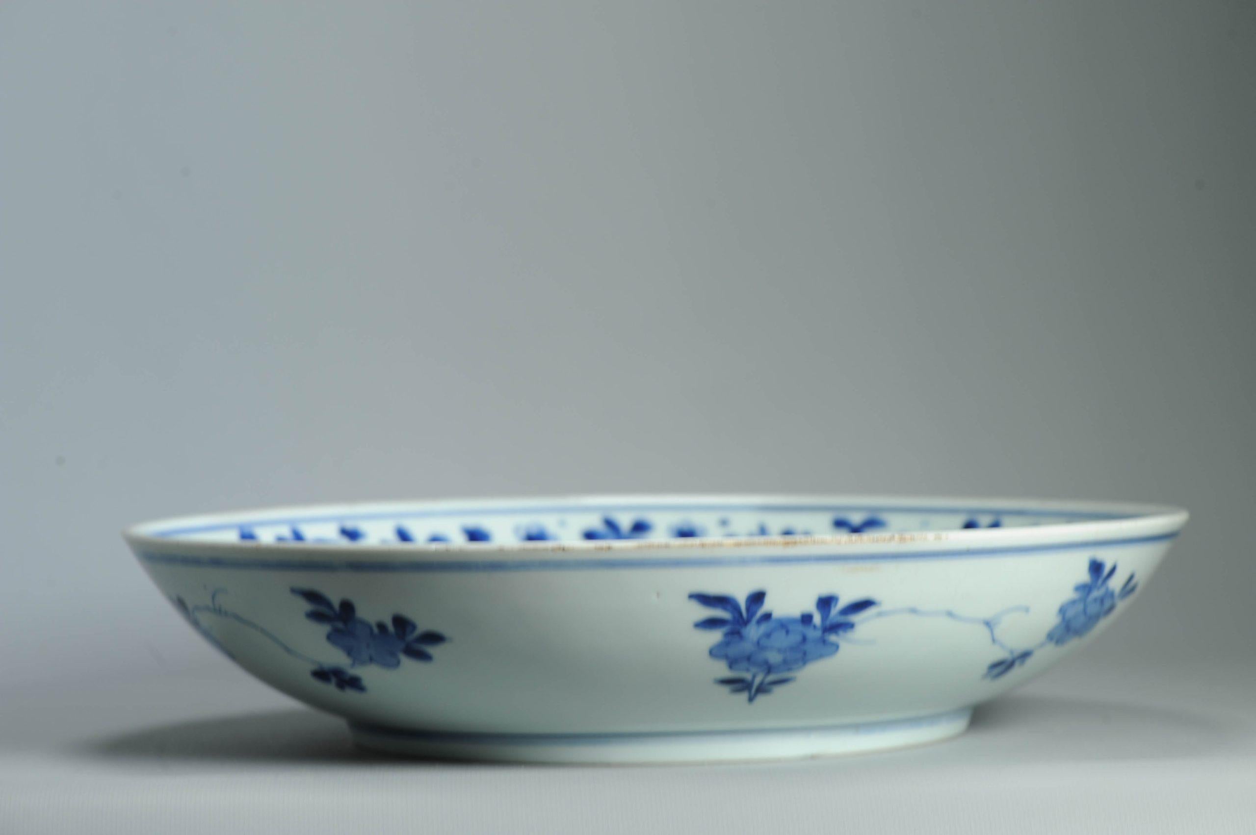 35CM Antike 18C Kangxi Periode Chinesisch Porzellan Blau Weiß Charger Marked im Angebot 6