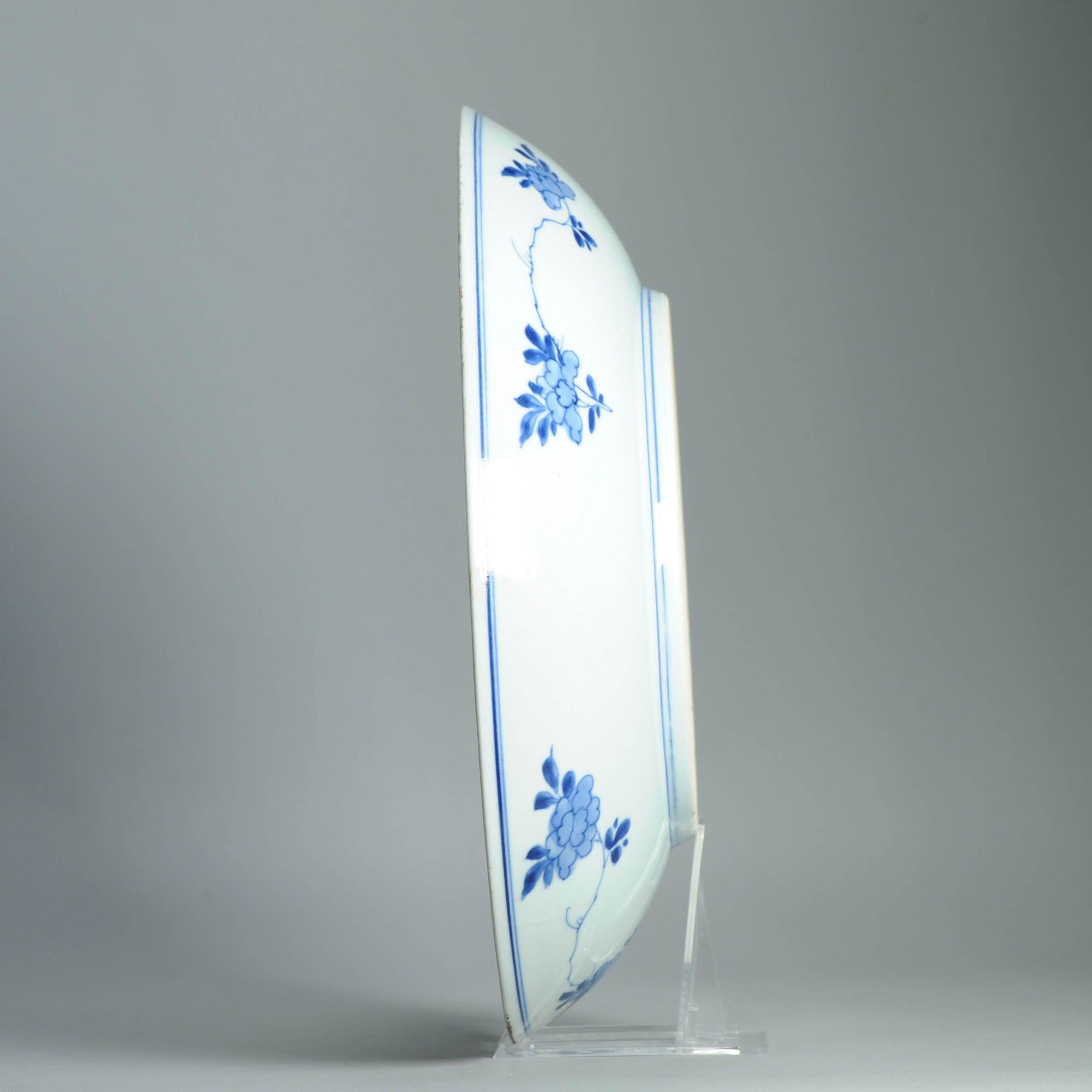 35CM Antike 18C Kangxi Periode Chinesisch Porzellan Blau Weiß Charger Marked im Angebot 3