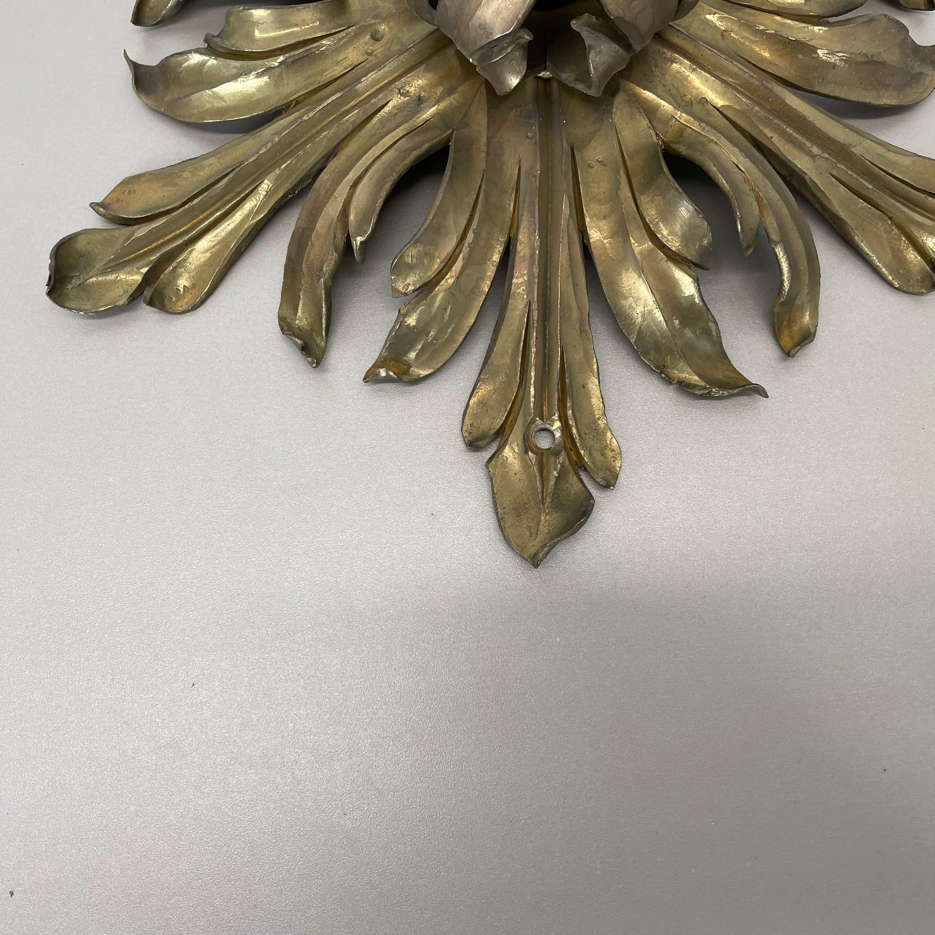 35cm handmade Brass Stilnovo Style Floral Theatre Wall Ceiling Light, Italy 1970 For Sale 10