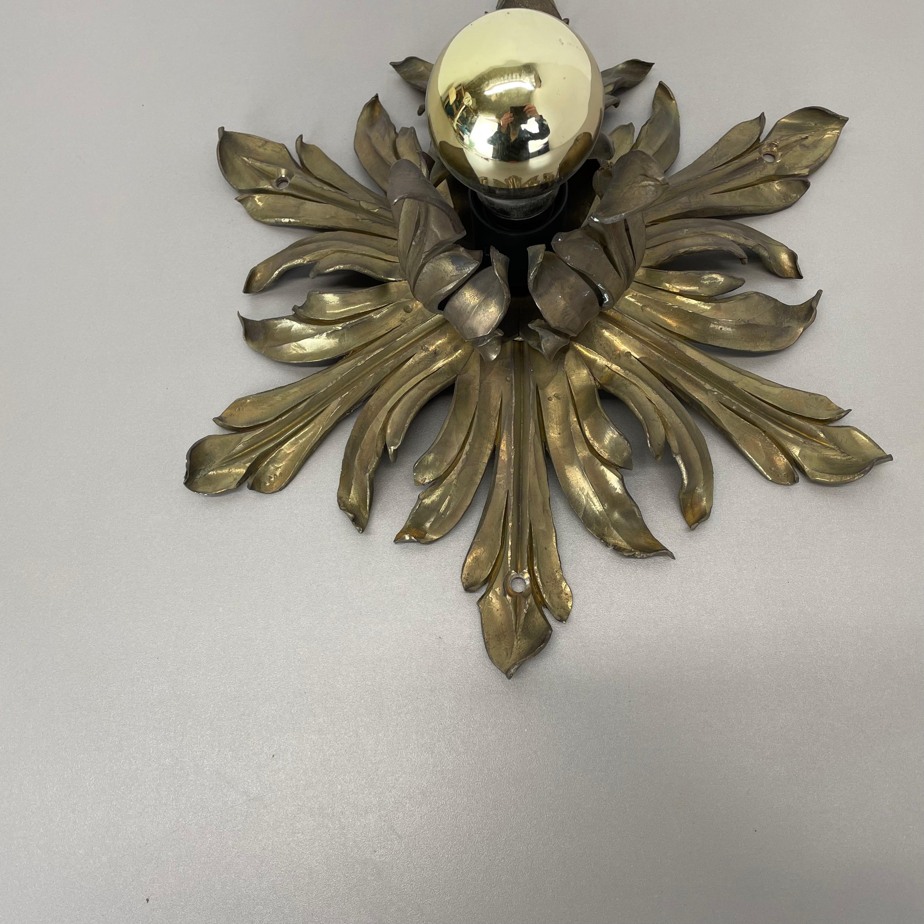 35cm handmade Brass Stilnovo Style Floral Theatre Wall Ceiling Light, Italy 1970 For Sale 11
