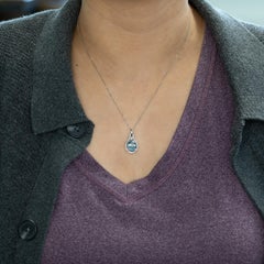 3.5Ct Aquamarine Pendant with Earth Mined Diamond: Solid 14K Gold, Oval 11x9mm