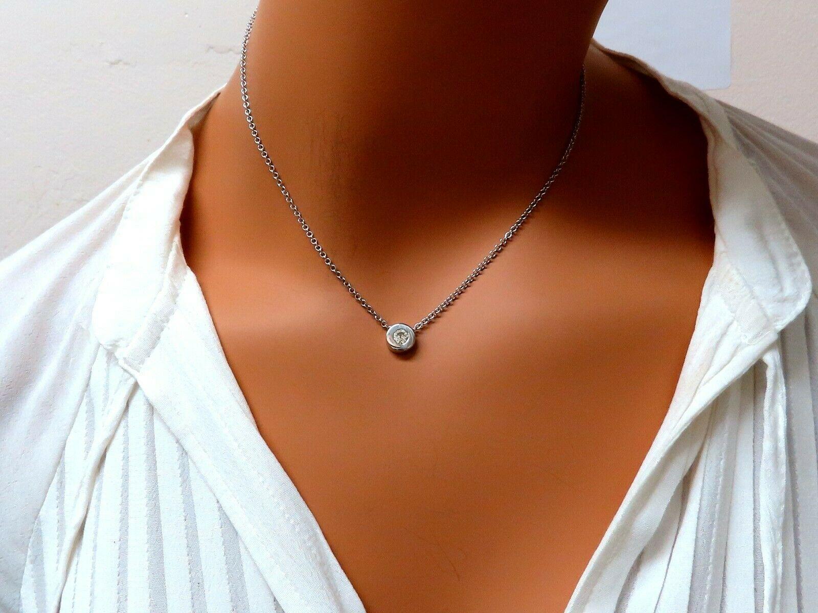 .35 Karat natürlicher runder Brillant Diamant Solitär Halskette 14 Karat für Damen oder Herren im Angebot