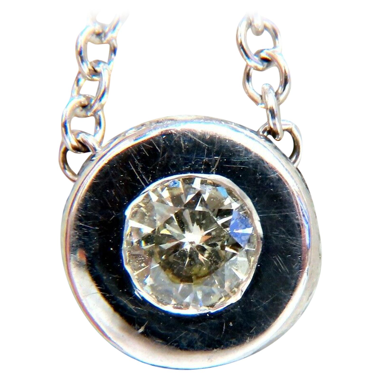 .35 Carat Natural Round Brilliant Diamond Solitaire Necklace 14 Karat For Sale