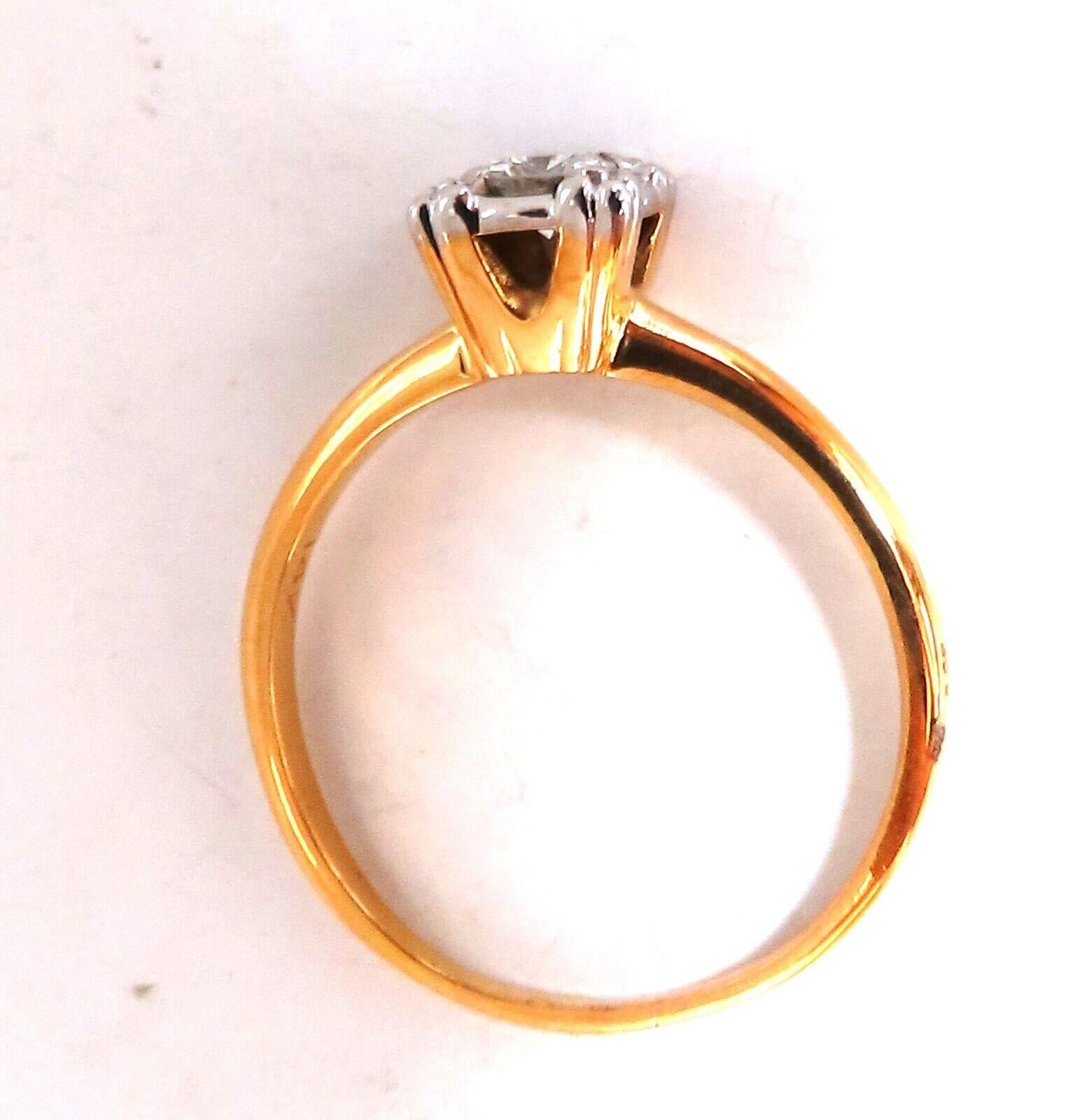 Vintage style solitaire diamond ring.

.35 carat natural round diamond

I color vs2 clarity

14 karat yellow gold

Current size 7.75

We may resize, please inquire.

Ring weight 2.3 g

Depth of ring 6.2 mm

Top deck 6.3 x 6.7 mm