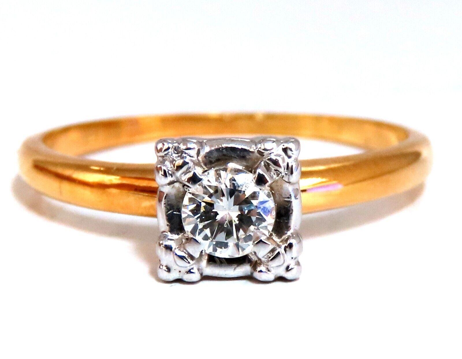 .35ct Natural Round Diamond Solitaire Ring 14 Karat Vintage In New Condition For Sale In New York, NY