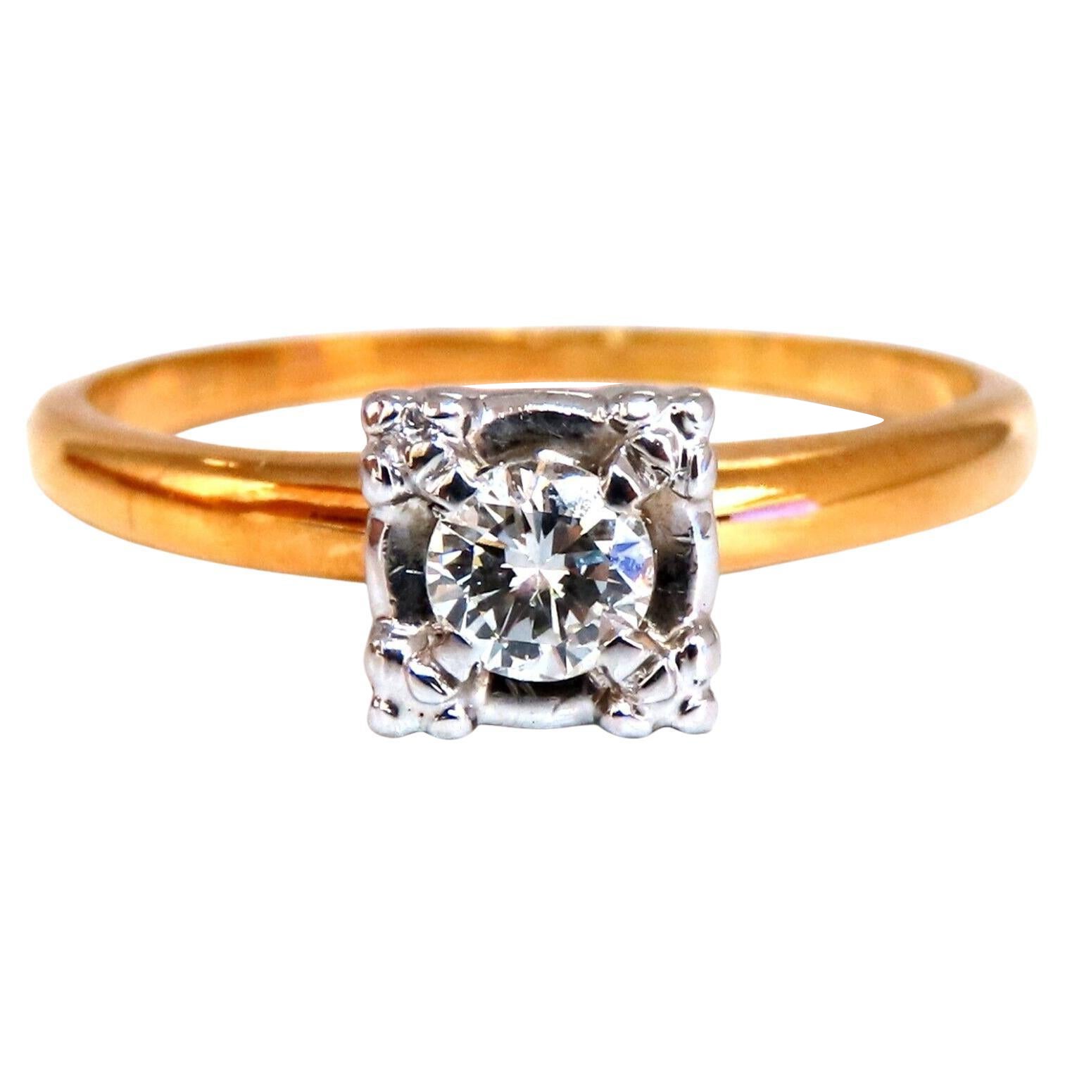.35ct Natürlicher Runder Diamant Solitär Ring 14 Karat Vintage*