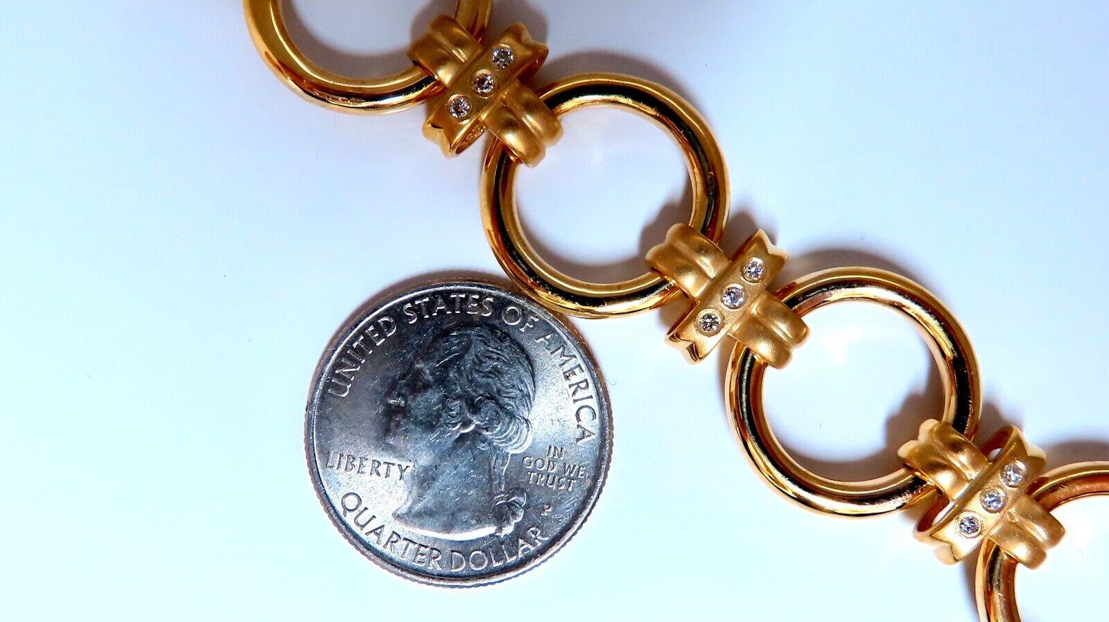 Women's or Men's .35ct Natural Round Diamonds Circle Link Toggle Bracelet 14kt