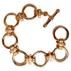 .35ct Natural Round Diamonds Circle Link Toggle Bracelet 14kt