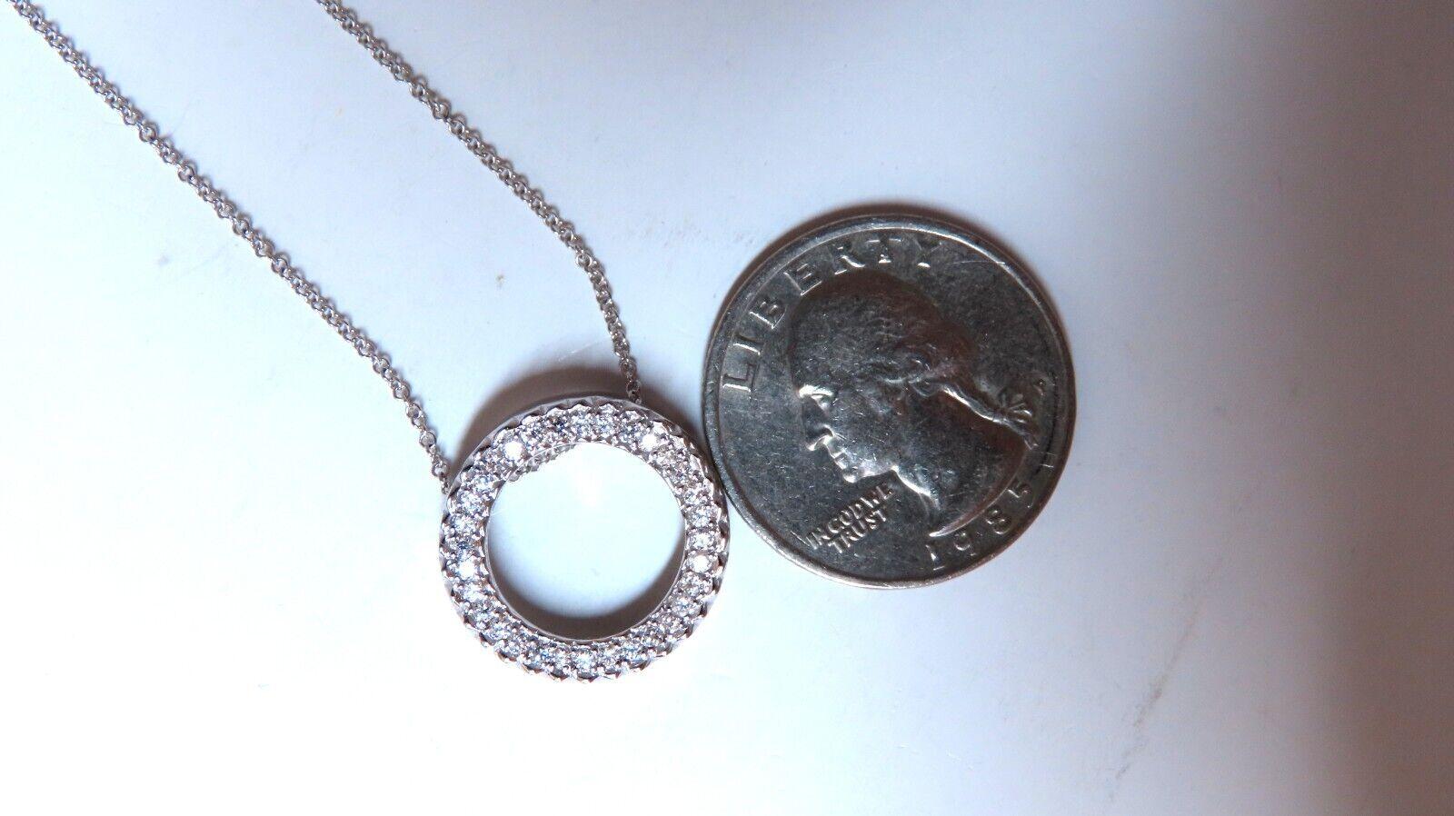 Round Cut .35ct Natural Round Diamonds Circle Pendant Necklace 14kt For Sale