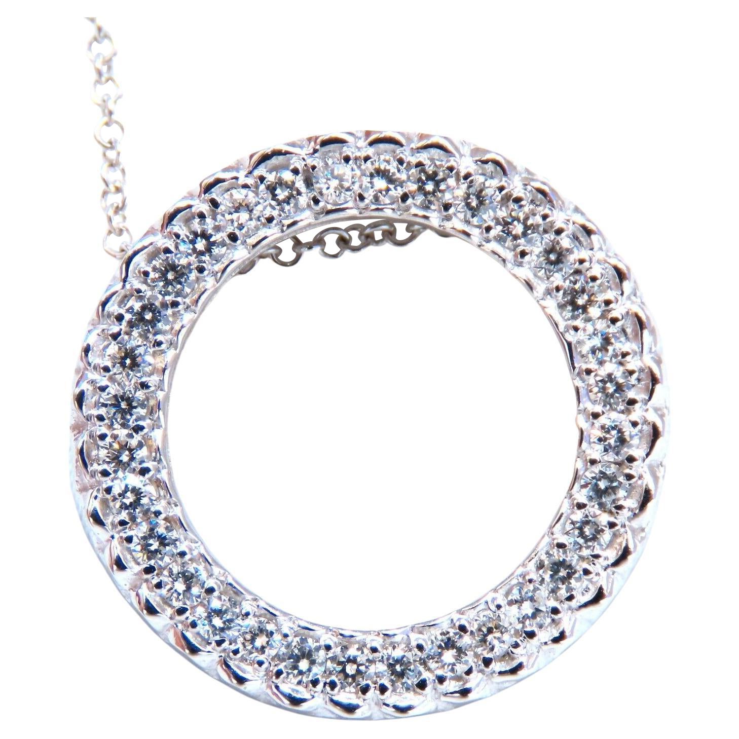 .35ct Natural Round Diamonds Circle Pendant Necklace 14kt*