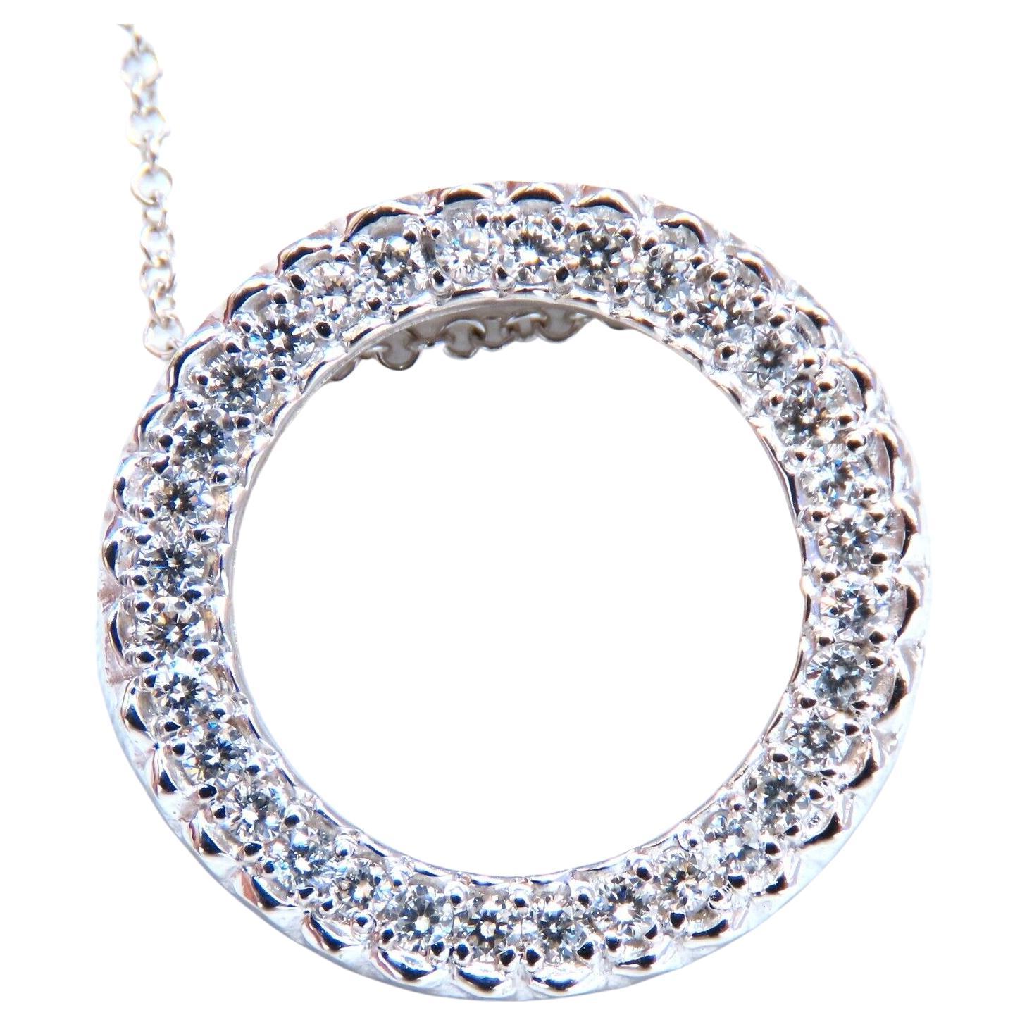 .35ct Natural Round Diamonds Circle Pendant Necklace 14kt For Sale