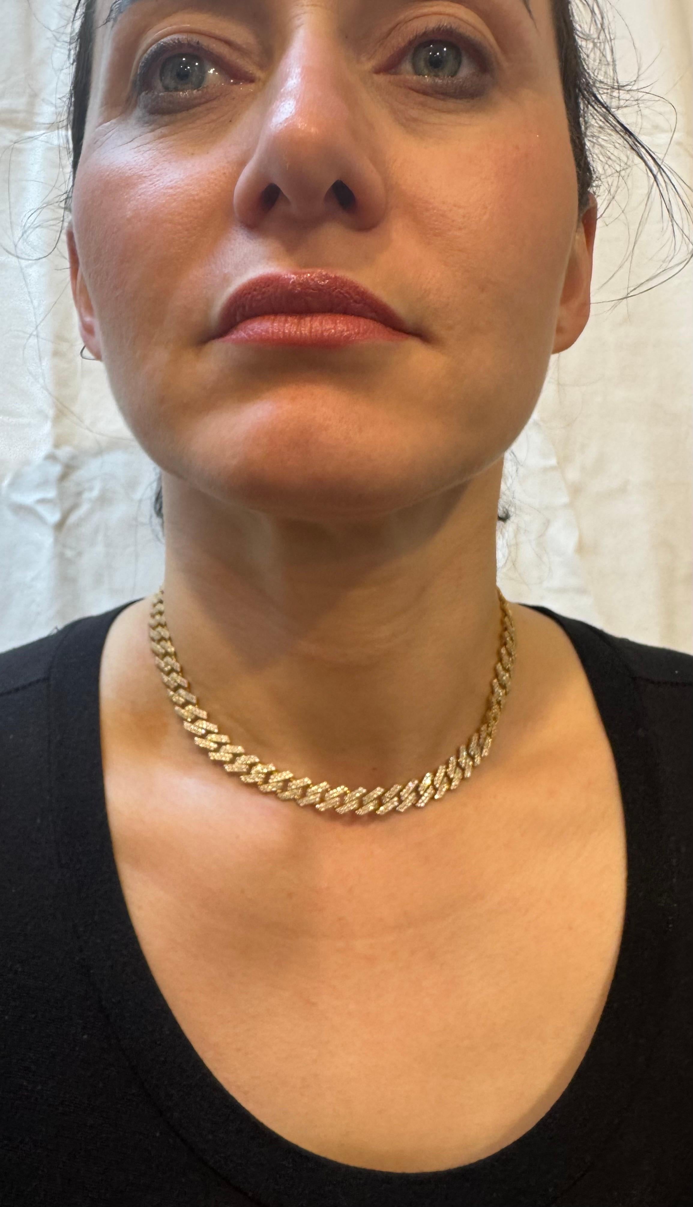 Collana di diamanti 3.5Ct Pave 28.4 GM, oro 14 carati  Collana , UNISEX in vendita 5