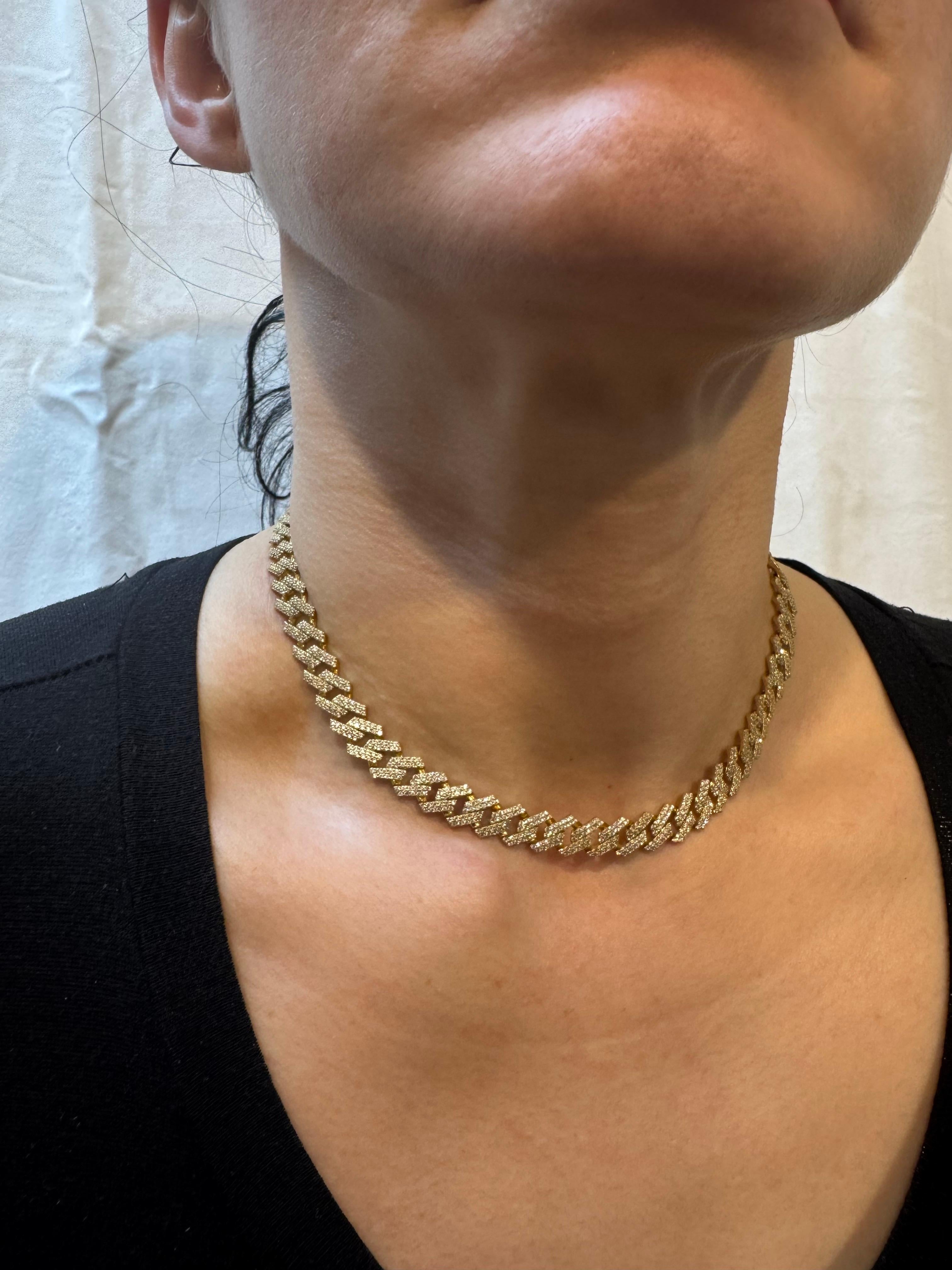 Collana di diamanti 3.5Ct Pave 28.4 GM, oro 14 carati  Collana , UNISEX in vendita 7