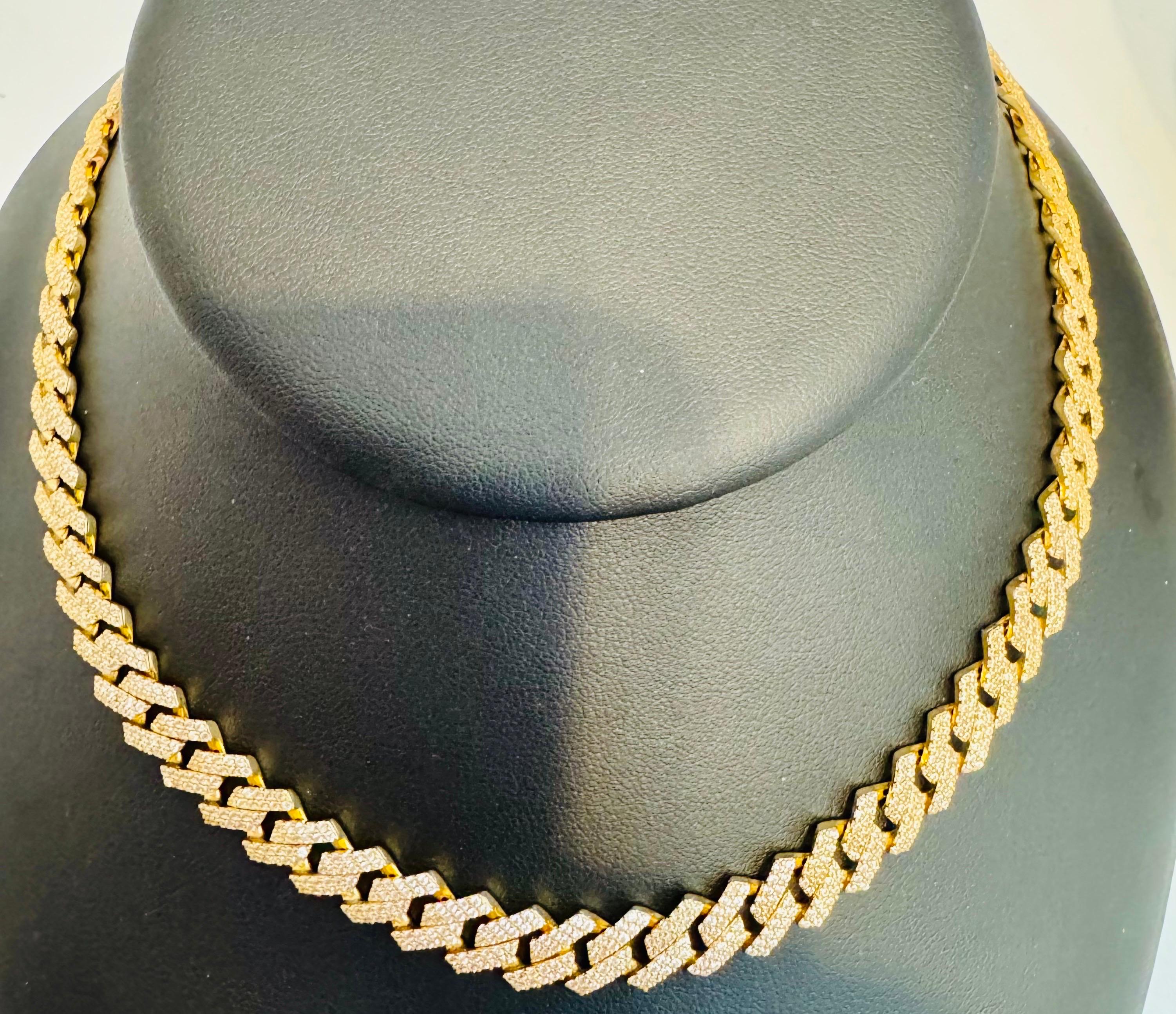 Collana di diamanti 3.5Ct Pave 28.4 GM, oro 14 carati  Collana , UNISEX in vendita 1
