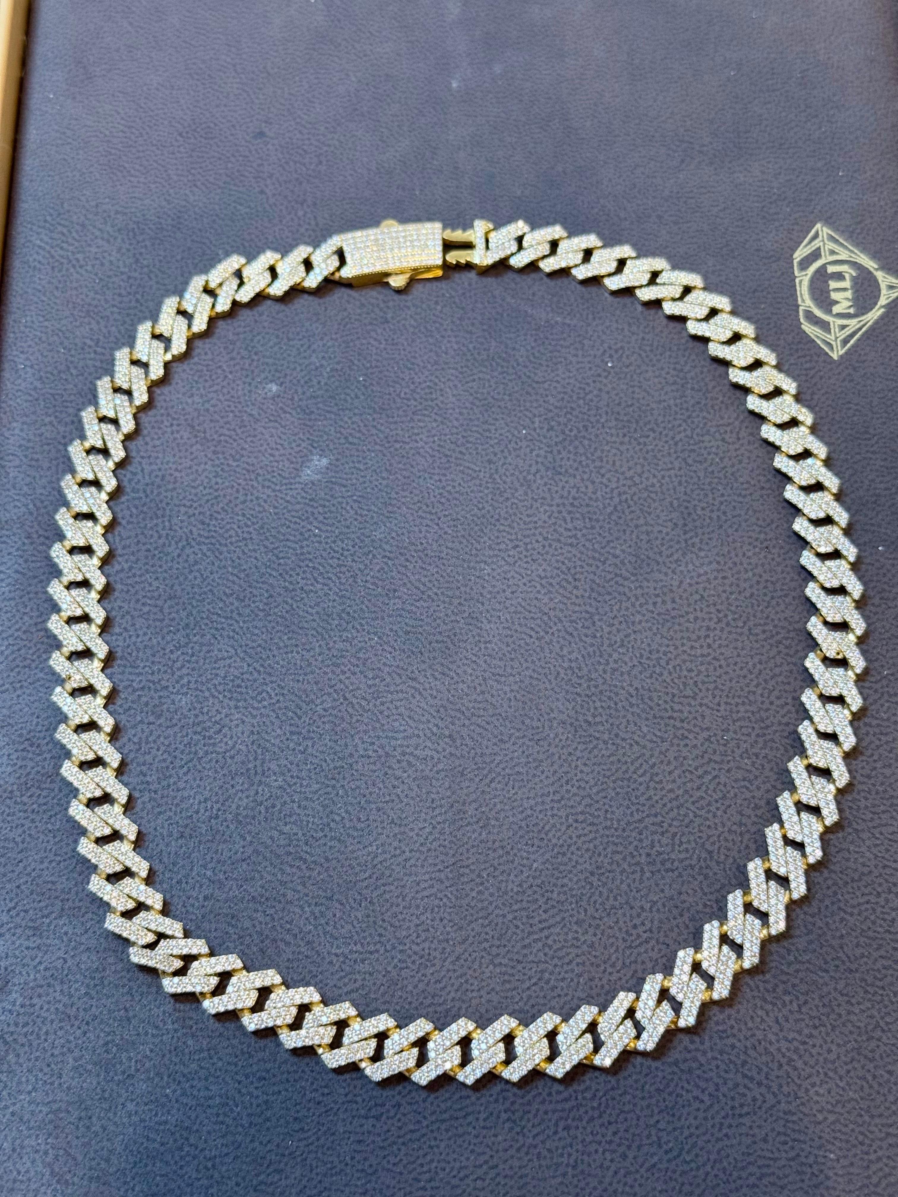 Collana di diamanti 3.5Ct Pave 28.4 GM, oro 14 carati  Collana , UNISEX in vendita 3