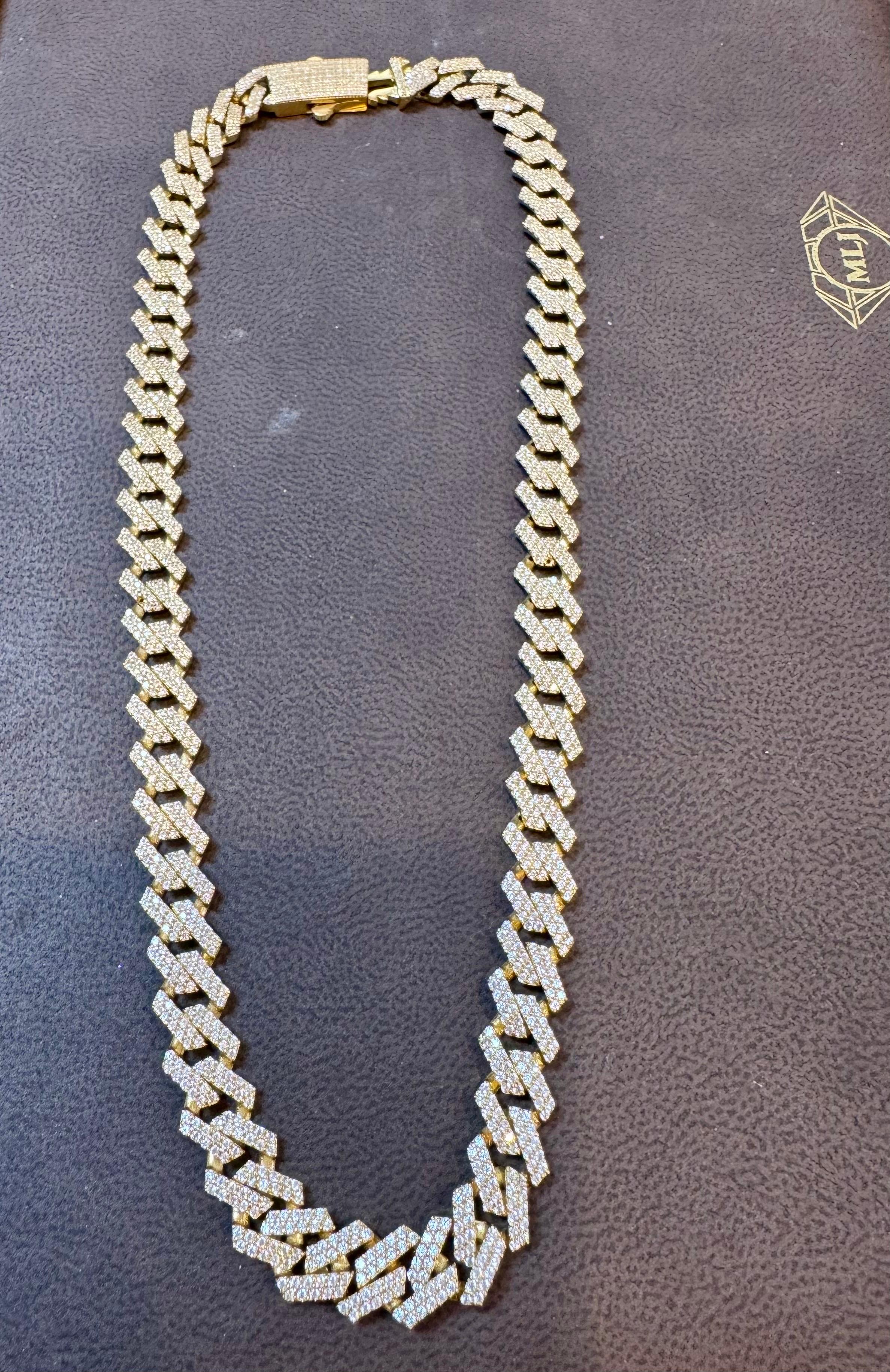 Collana di diamanti 3.5Ct Pave 28.4 GM, oro 14 carati  Collana , UNISEX in vendita 4