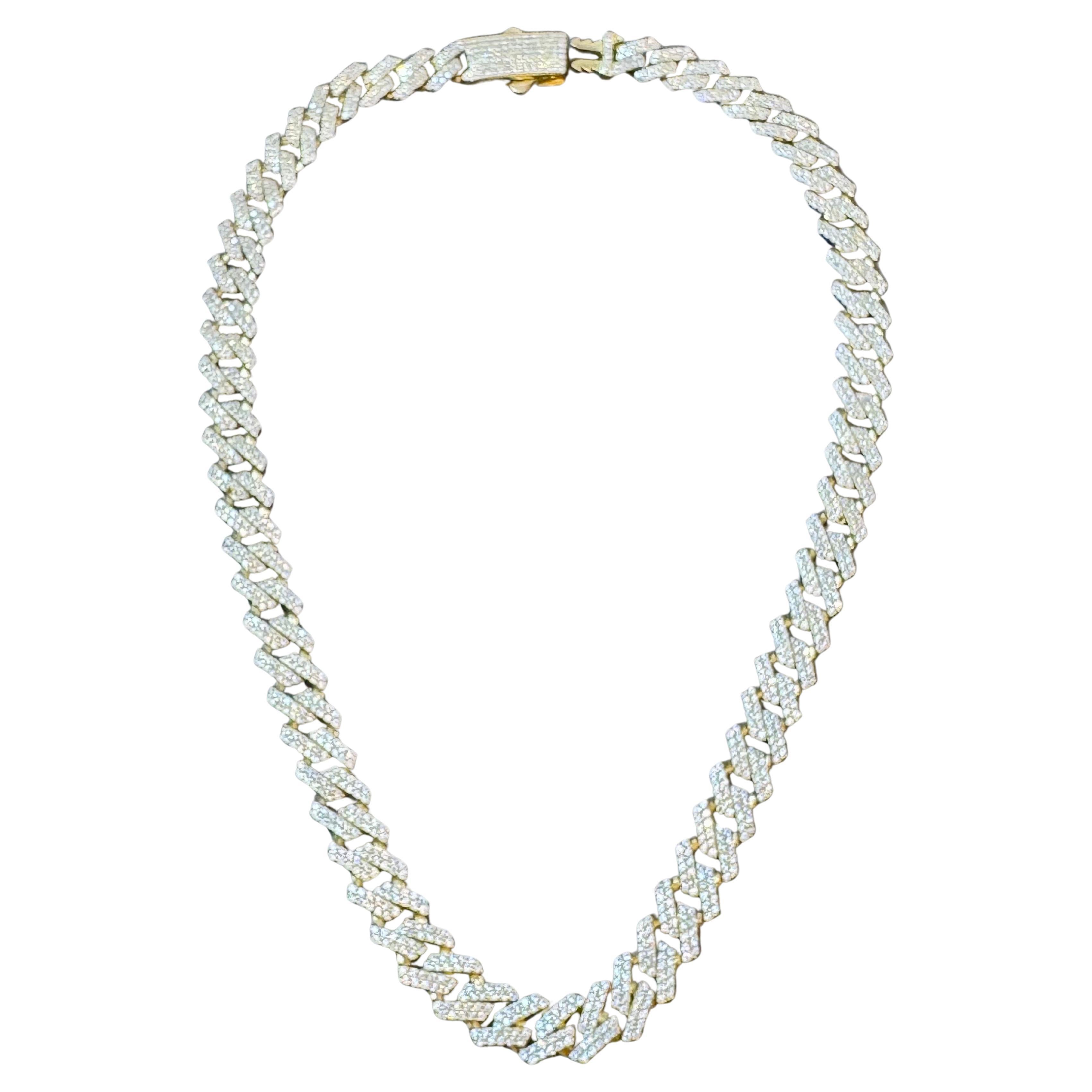 Collier de diamants pavés 3,5 carats 28,4 GM, or 14 carats  Collier UNISEX