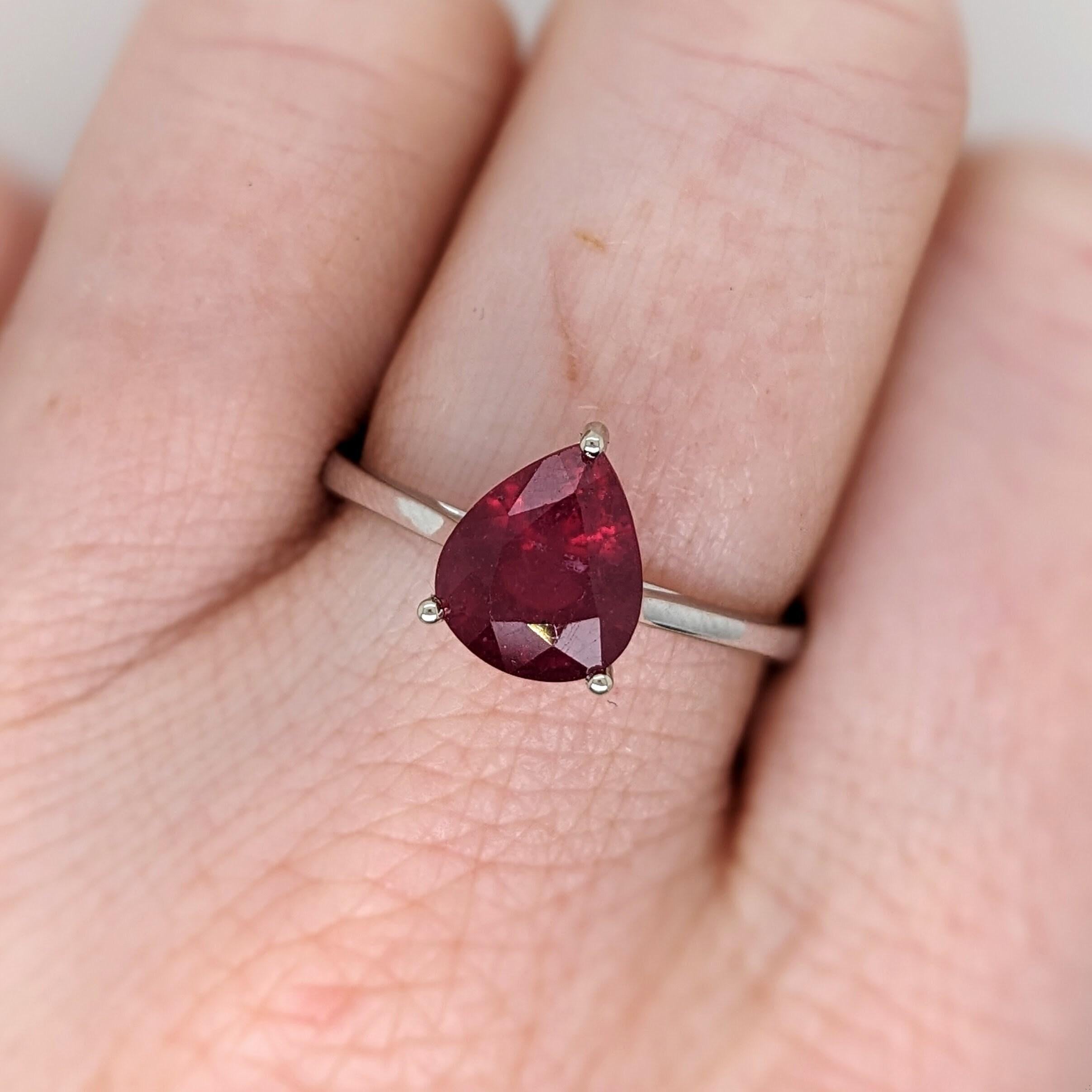 This solitaire ring features a 3.59 carat pear shape ruby gemstone with a tapered shank, all set in solid 14K gold. This ring can be a beautiful July birthstone gift for your loved ones!

**We offer complimentary resizing, message us the