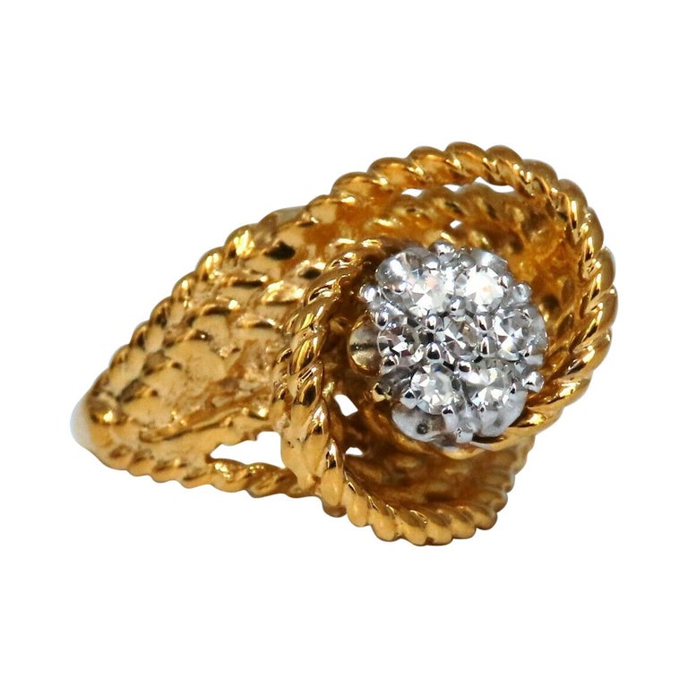 .35ct Rope Twist Cluster Ring 14kt For Sale at 1stDibs