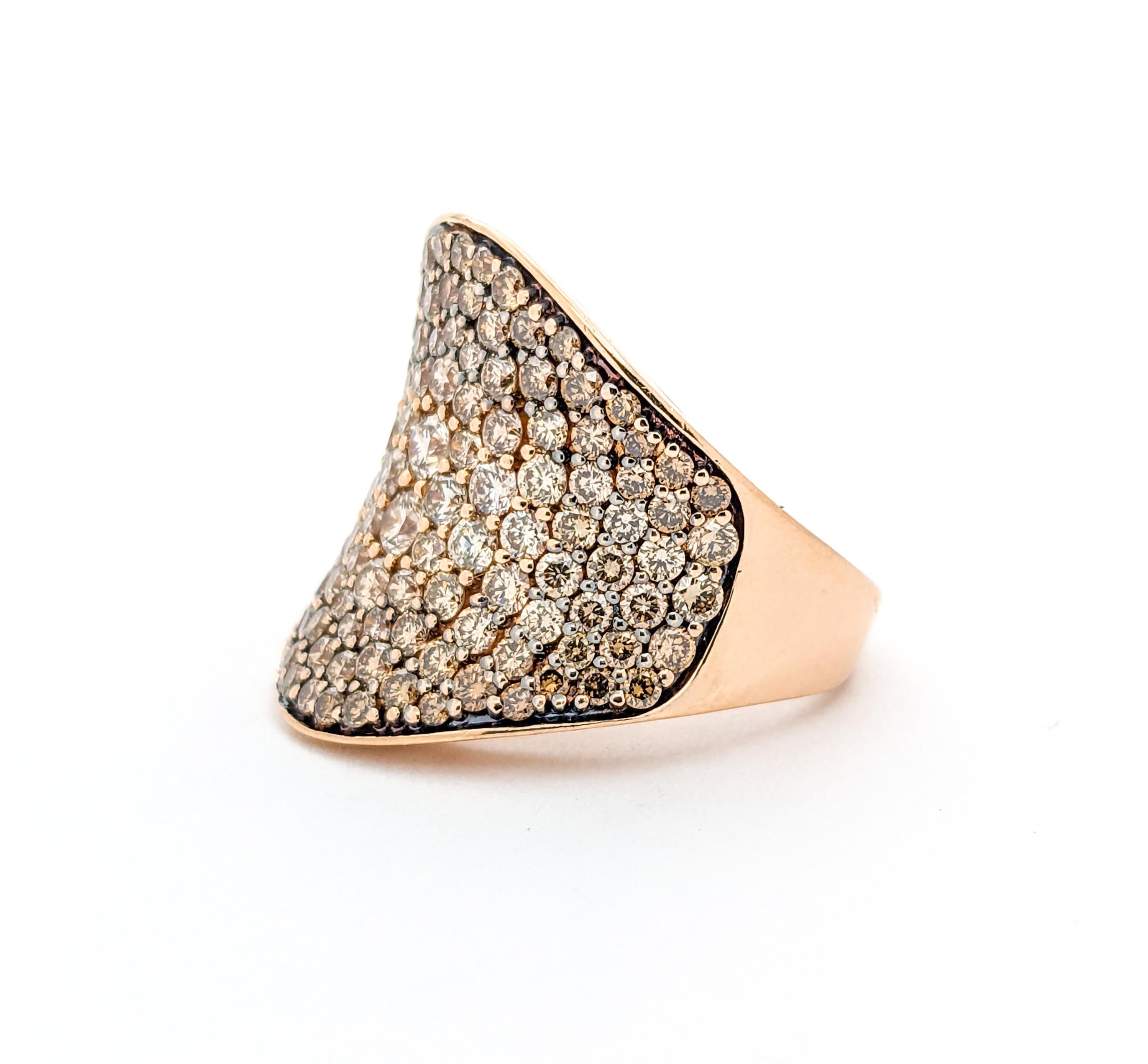 Contemporary 3.5ctw Diamond Ring In Rose Gold For Sale