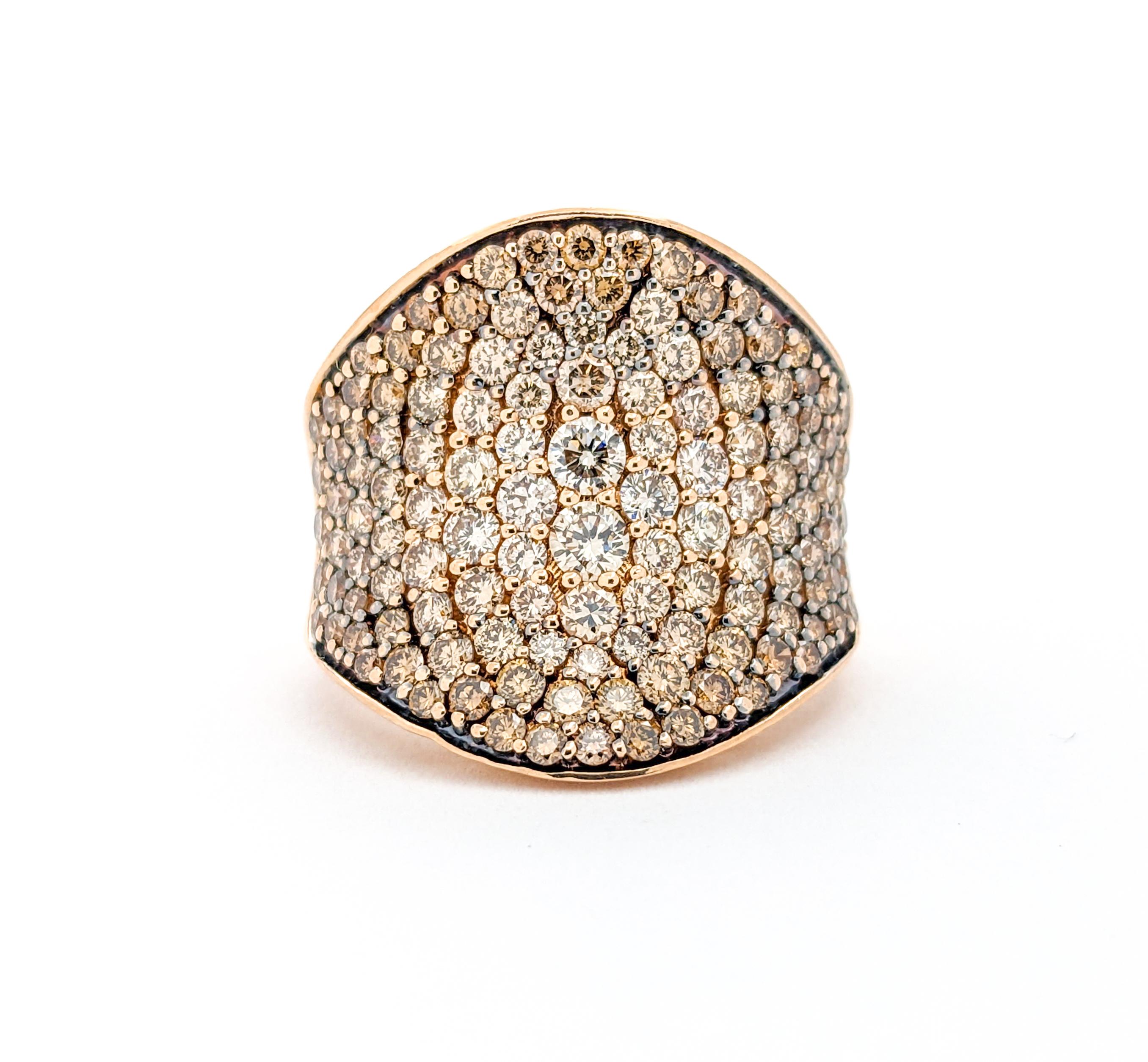 Taille ronde Bague en or rose avec diamants 3,5 carats en vente