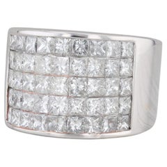 3.5ctw Diamonds Domed Cocktail Ring 18k White Gold Size 6