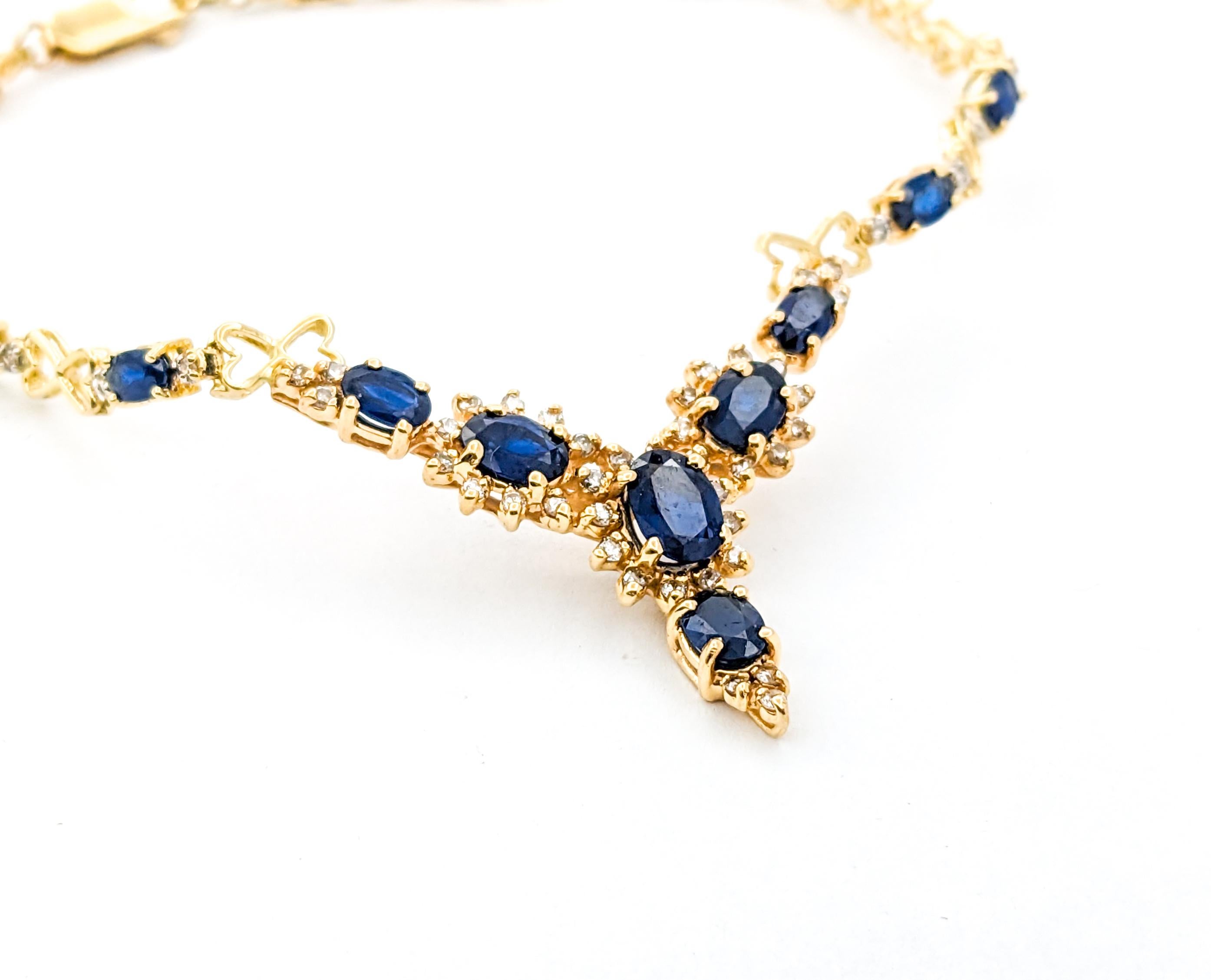 Modern 3.5ctw Sapphire & Diamond Bracelet In Yellow Gold For Sale