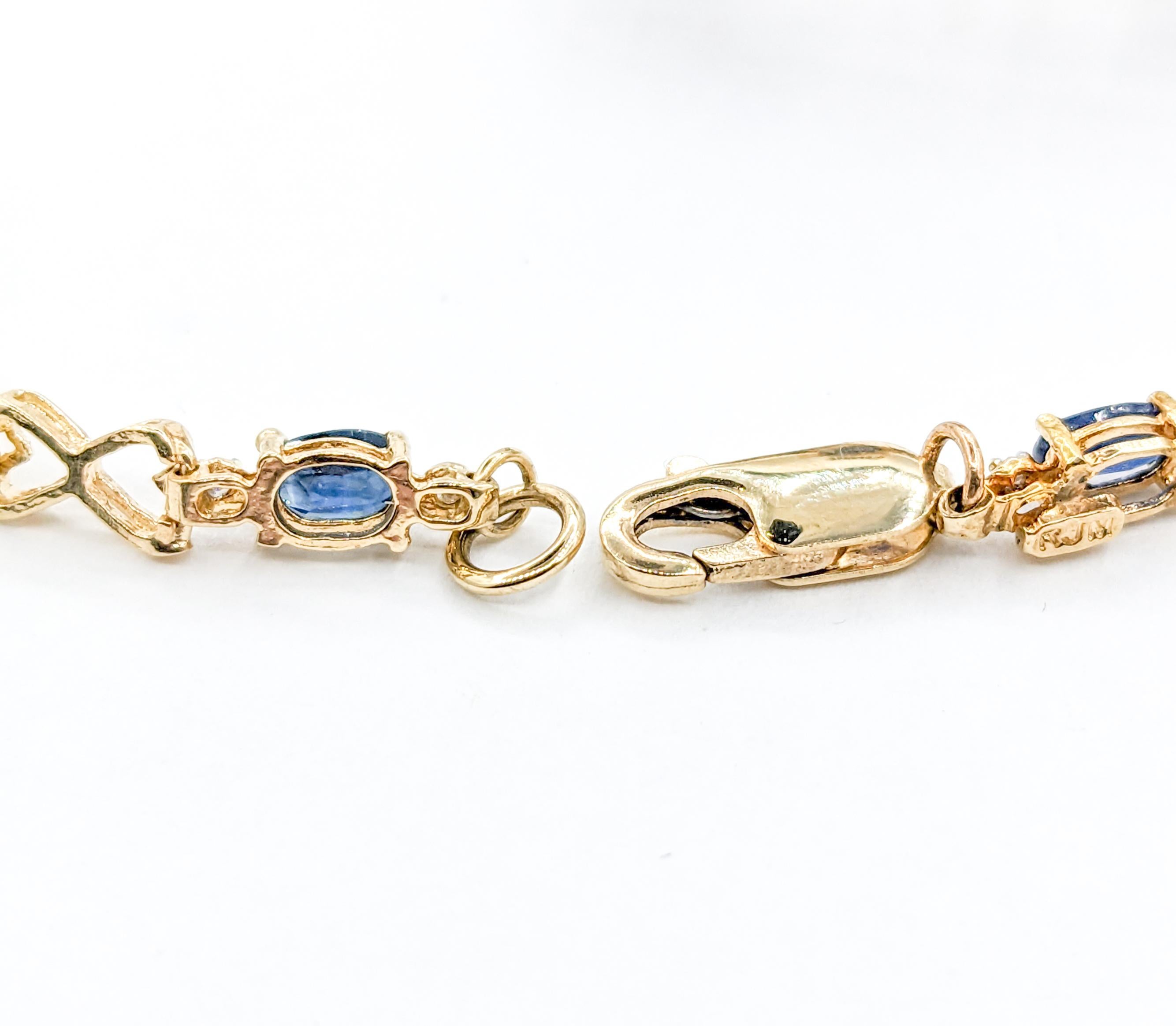 3.5ctw Sapphire & Diamond Bracelet In Yellow Gold In Excellent Condition For Sale In Bloomington, MN