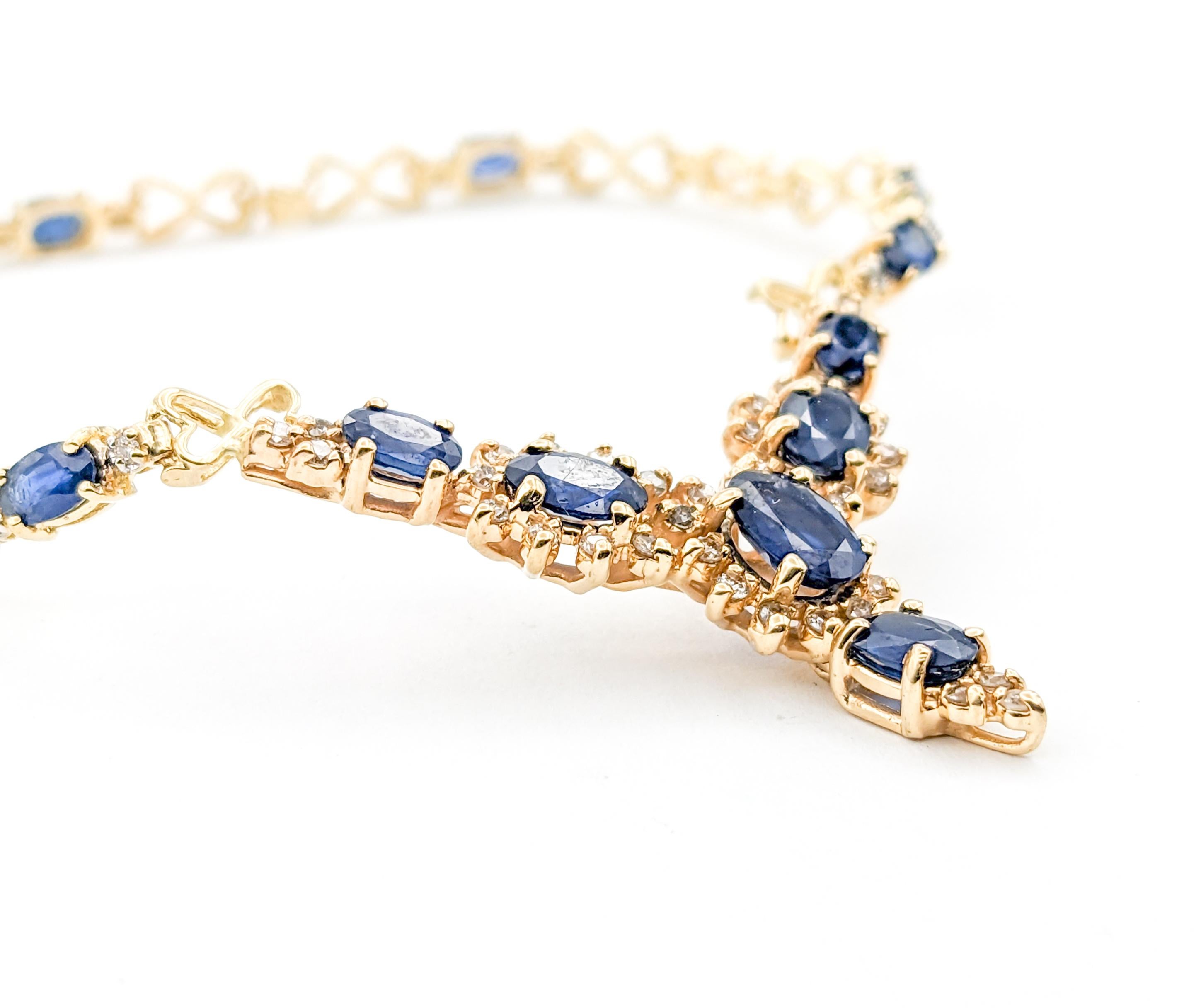 3.5ctw Sapphire & Diamond Bracelet In Yellow Gold For Sale 2