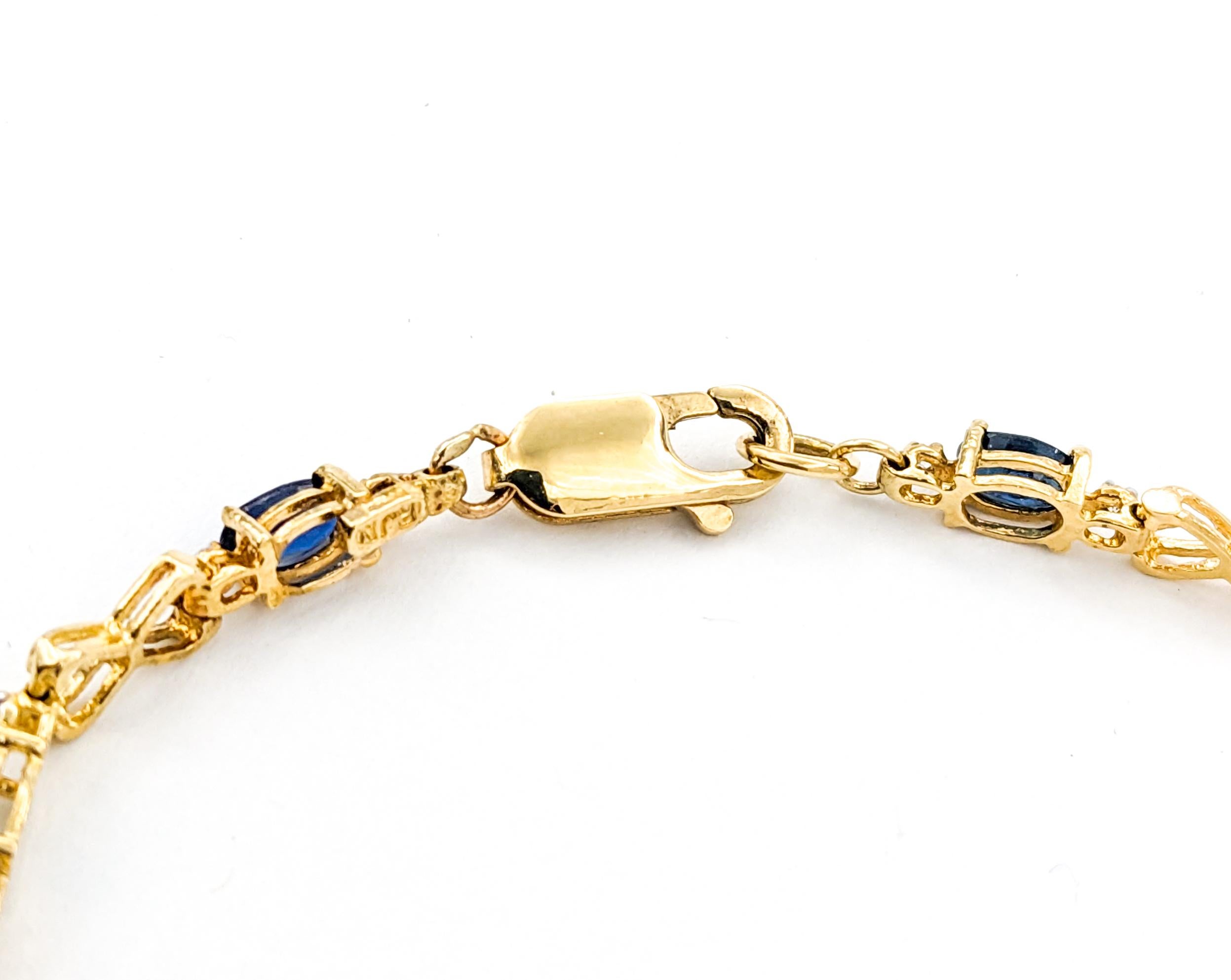 3.5ctw Sapphire & Diamond Bracelet In Yellow Gold For Sale 3