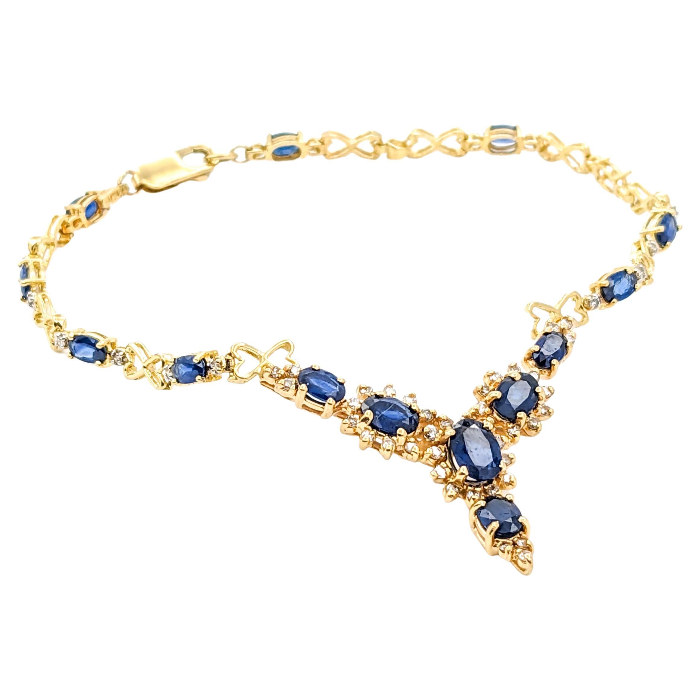 3.5ctw Sapphire & Diamond Bracelet In Yellow Gold