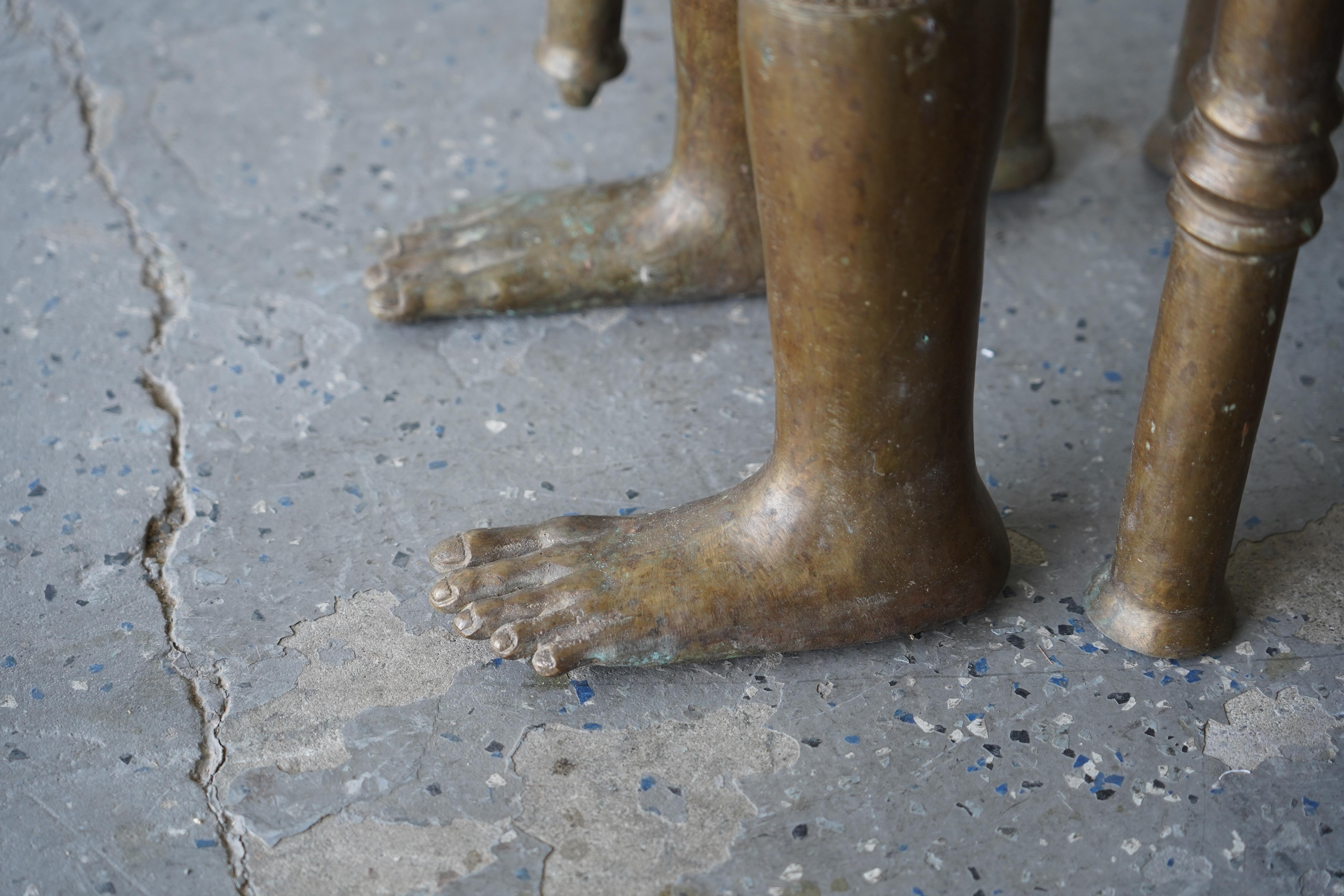 3.5ft African Tribal Art Large Bronze Baule Ancestor Sitting King Figure Statue en vente 6