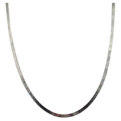 3,5 mm 18K massivem Weißgold italienischen Fischgräten flache Kette Halskette, 18-Zoll