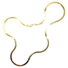 3,5 mm 18K massivem Gelbgold italienischen Fischgräten flache Kette Halskette, 18-Zoll
