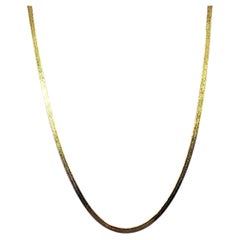 3,5 mm 18K massivem Gelbgold italienischen Fischgräten flache Kette Halskette, 18-Zoll