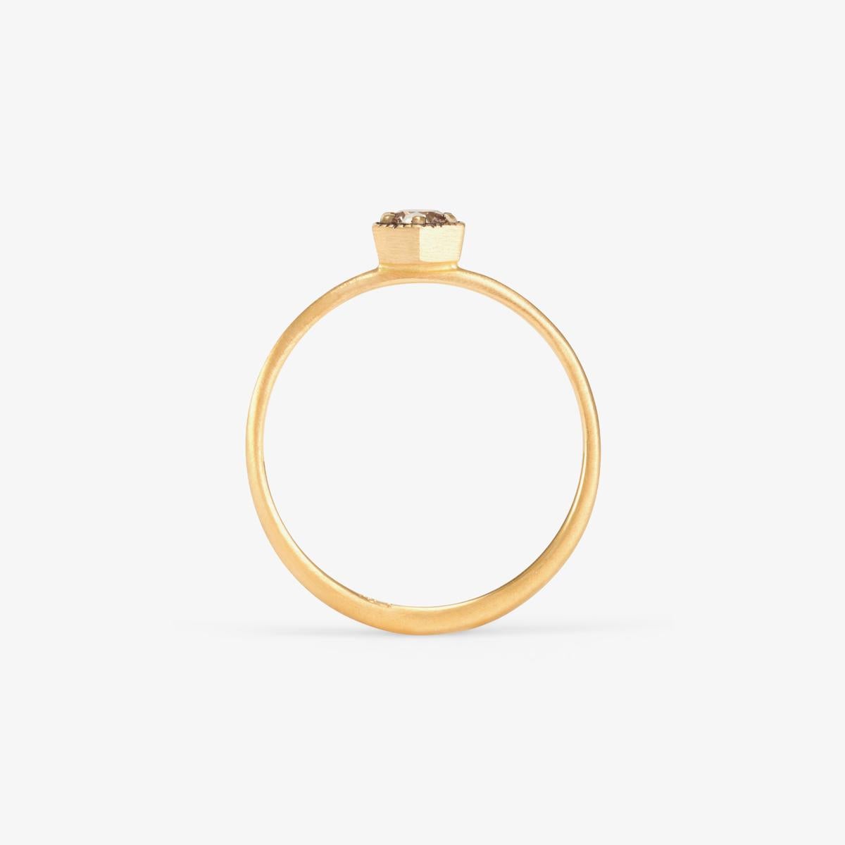 For Sale:  3.5mm Brown Diamond Hexagon Ring 2