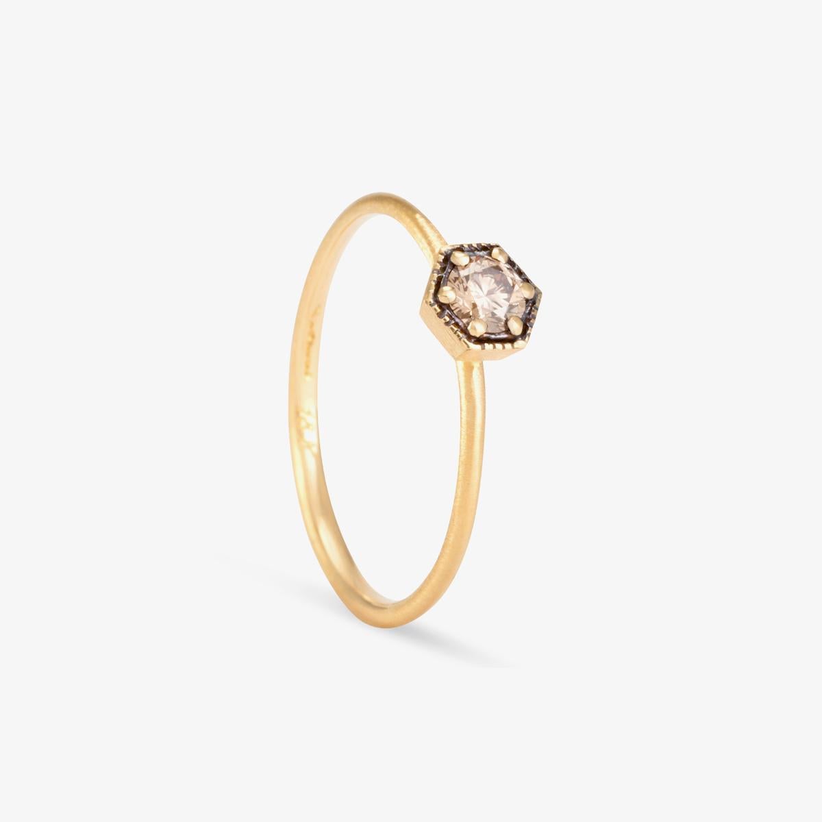 For Sale:  3.5mm Brown Diamond Hexagon Ring 3
