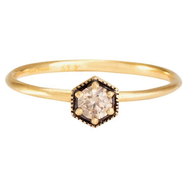 For Sale:  3.5mm Brown Diamond Hexagon Ring