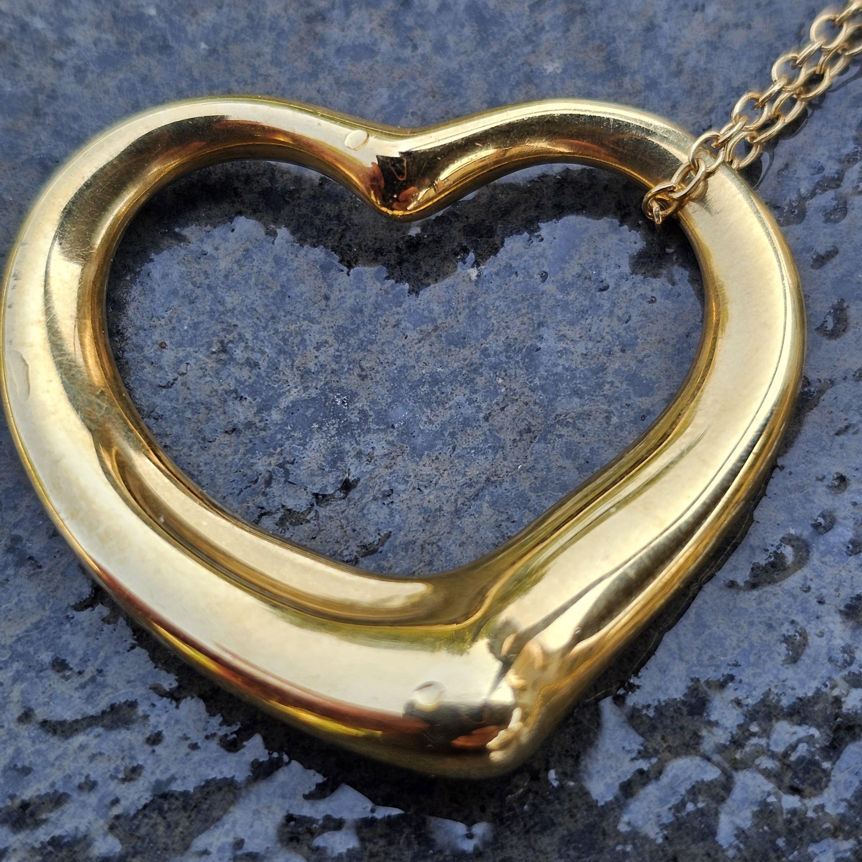 35mm X Groß Tiffany & Co. Elsa Peretti Offener Herz-Anhänger 18k Gold 30