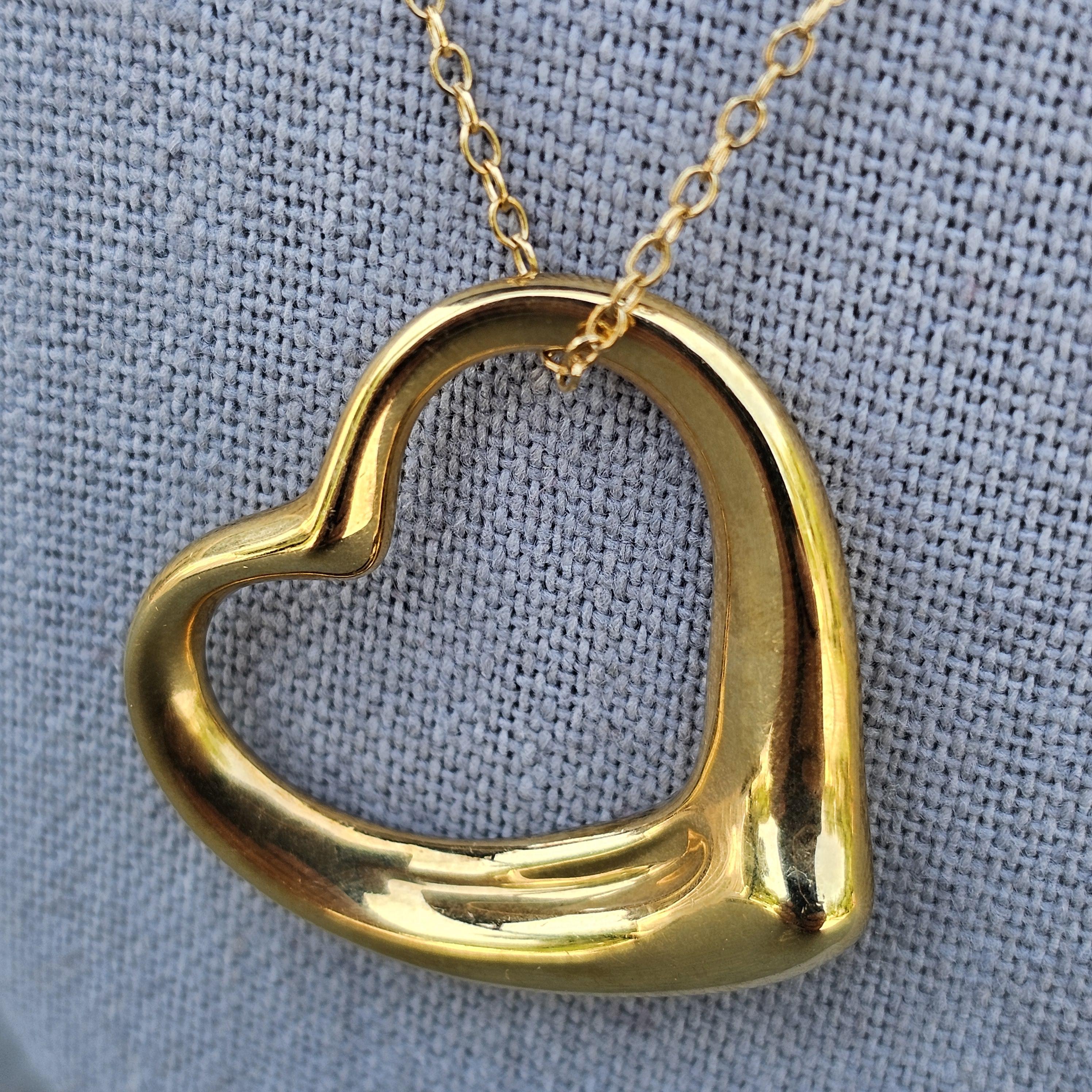 35mm X Groß Tiffany & Co. Elsa Peretti Offener Herz-Anhänger 18k Gold 30