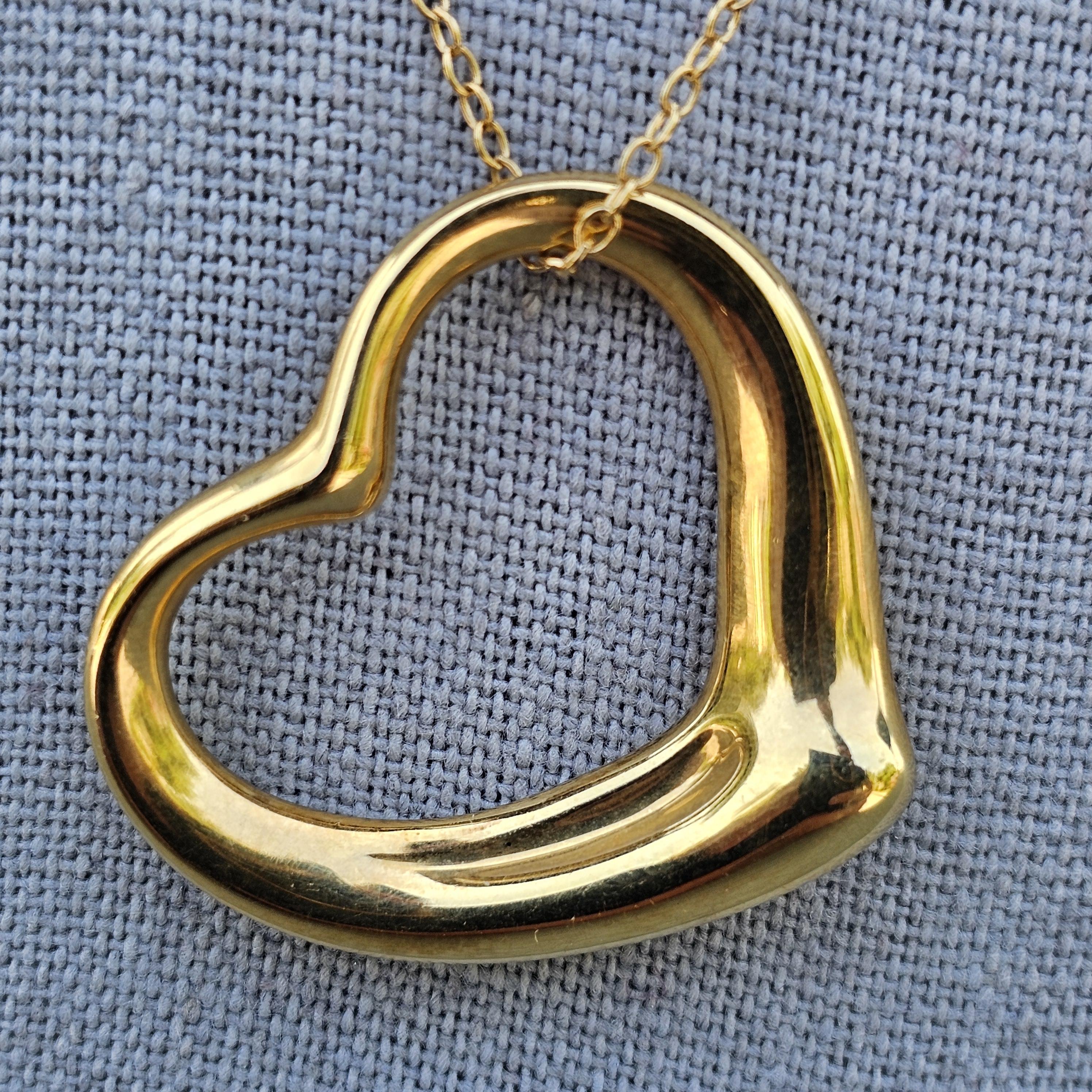 35mm X Groß Tiffany & Co. Elsa Peretti Offener Herz-Anhänger 18k Gold 30