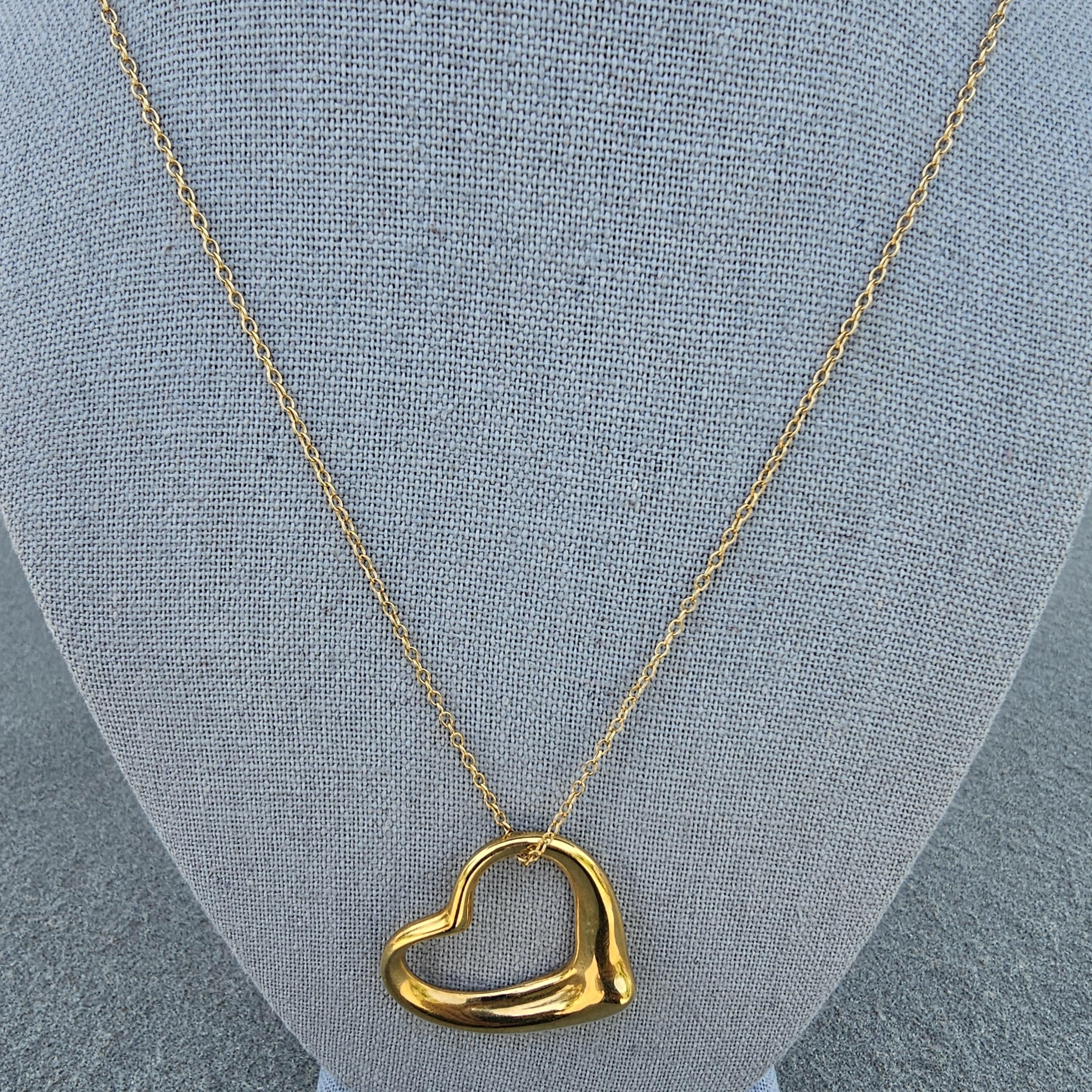 35mm X Groß Tiffany & Co. Elsa Peretti Offener Herz-Anhänger 18k Gold 30
