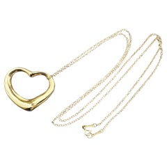 35mm X Groß Tiffany & Co. Elsa Peretti Offener Herz-Anhänger 18k Gold 30" 13,5g