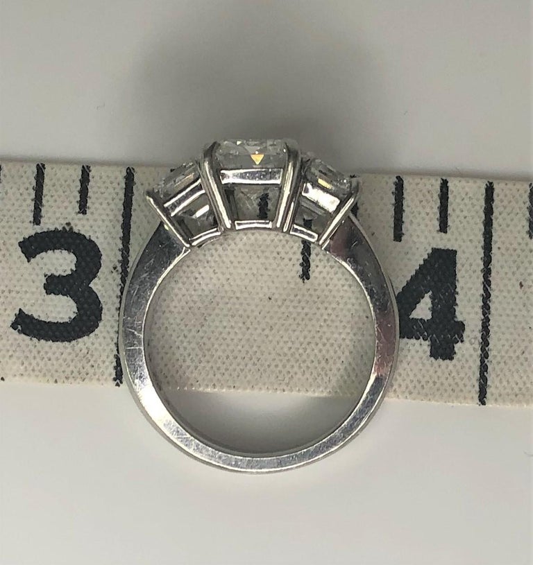 3.6tdw+ Platinum 3 Diamond Emerald Cut Ring For Sale at 1stDibs