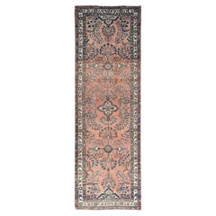 3'5"x10'2" Red Vintage Zoroastrian Lilahan Worn Out Abrash Oriental Runner Rug