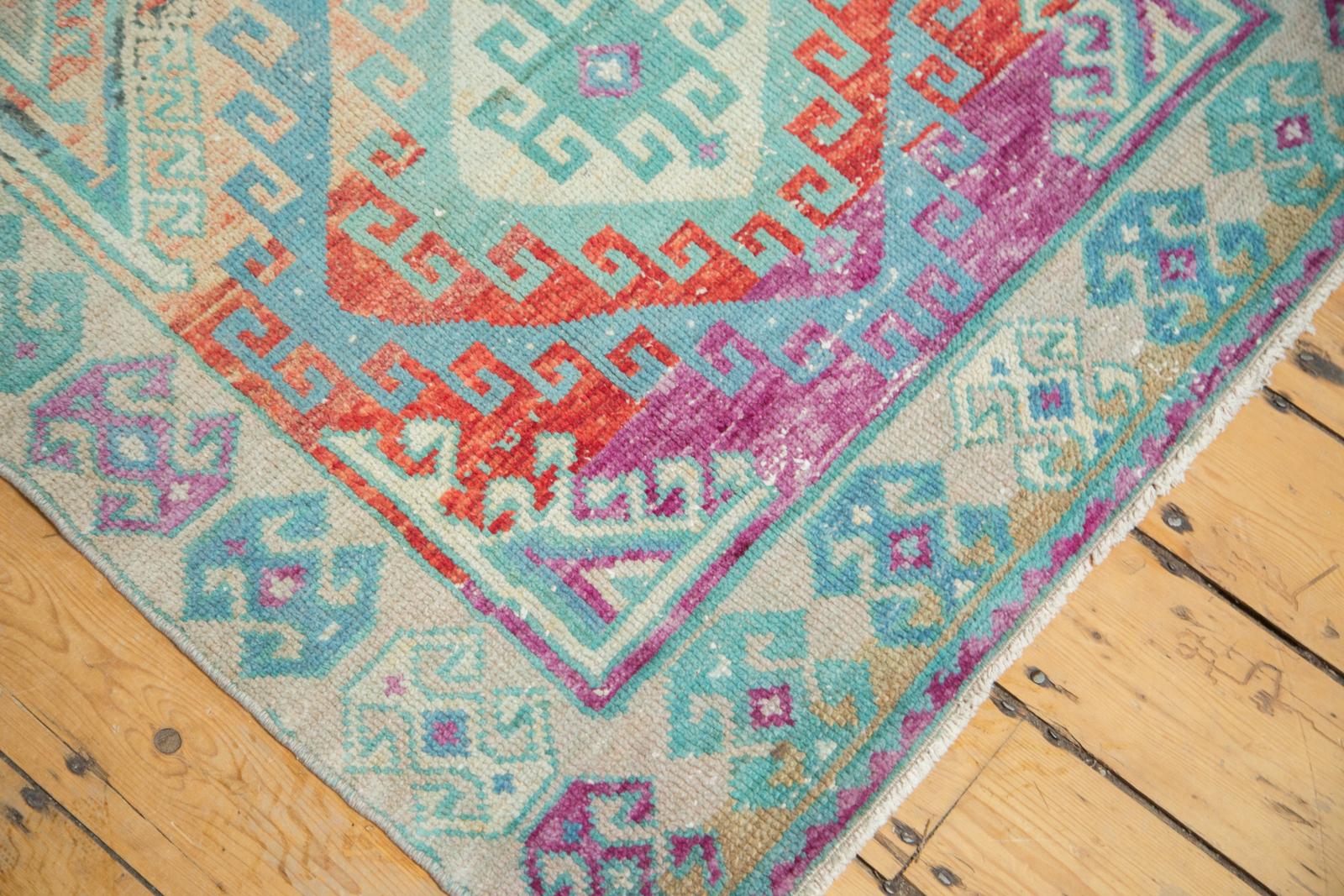 Vintage Distressed Oushak Rug Runner In Fair Condition For Sale In Katonah, NY