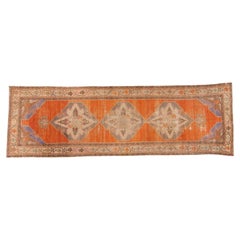 Tapis de couloir vintage Oushak vieilli