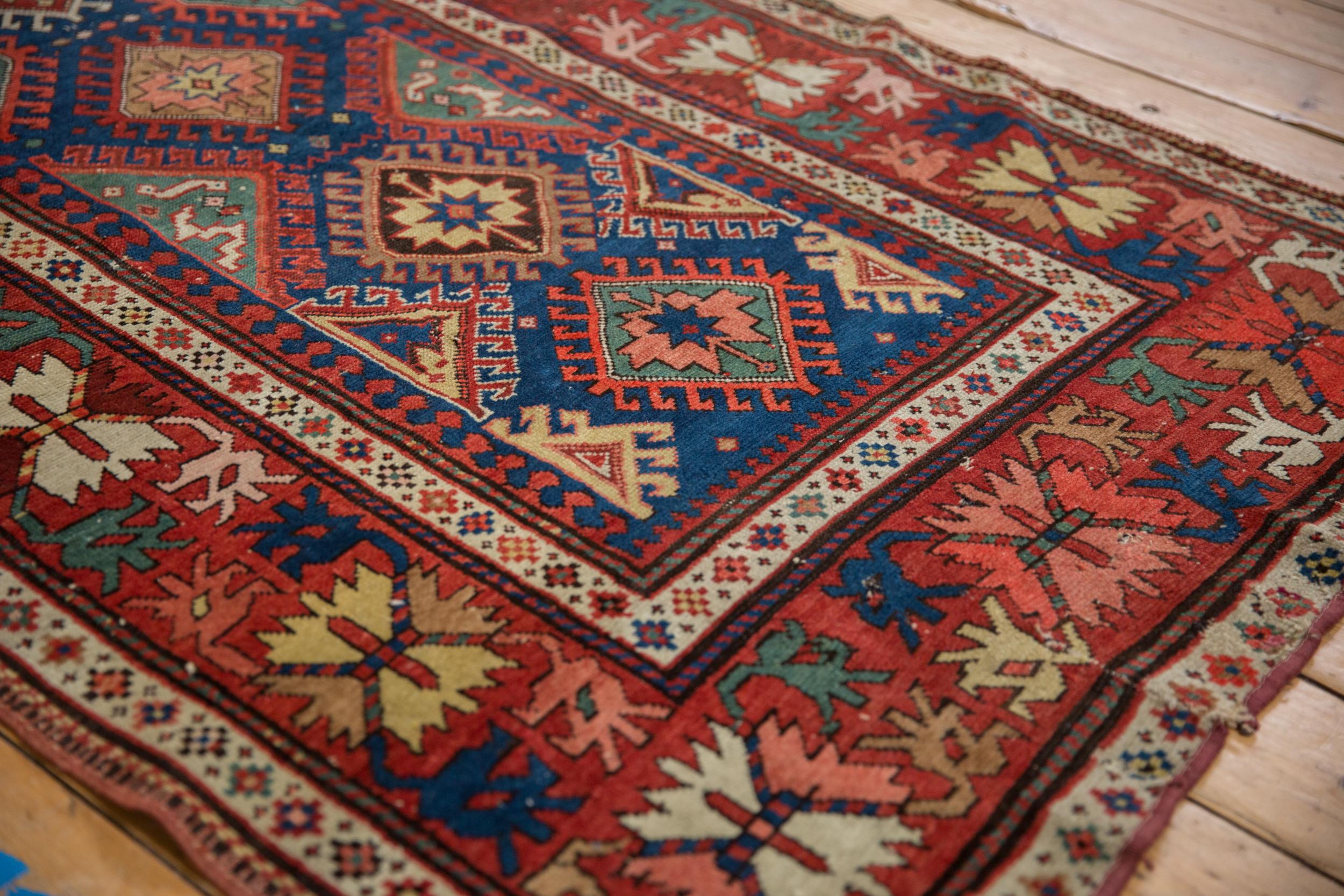 Hand-Knotted Antique Caucasian Rug Runner For Sale