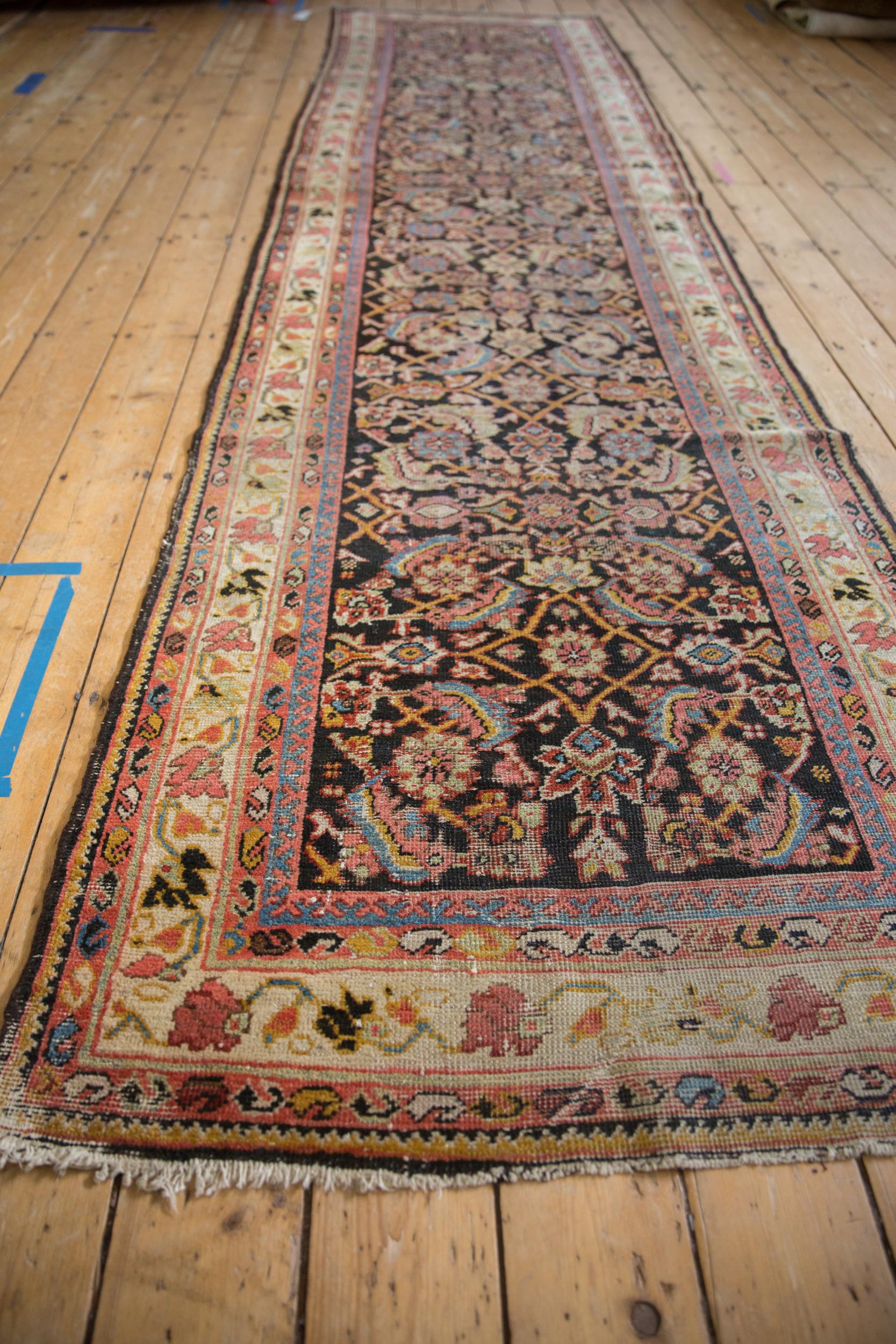 Hand-Knotted Vintage Mahal Rug Runner For Sale