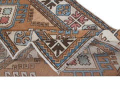 3.5x13.4 Ft Hand Knotted Modern Turkish Corridor Carpet, Narrow Hallway Runner